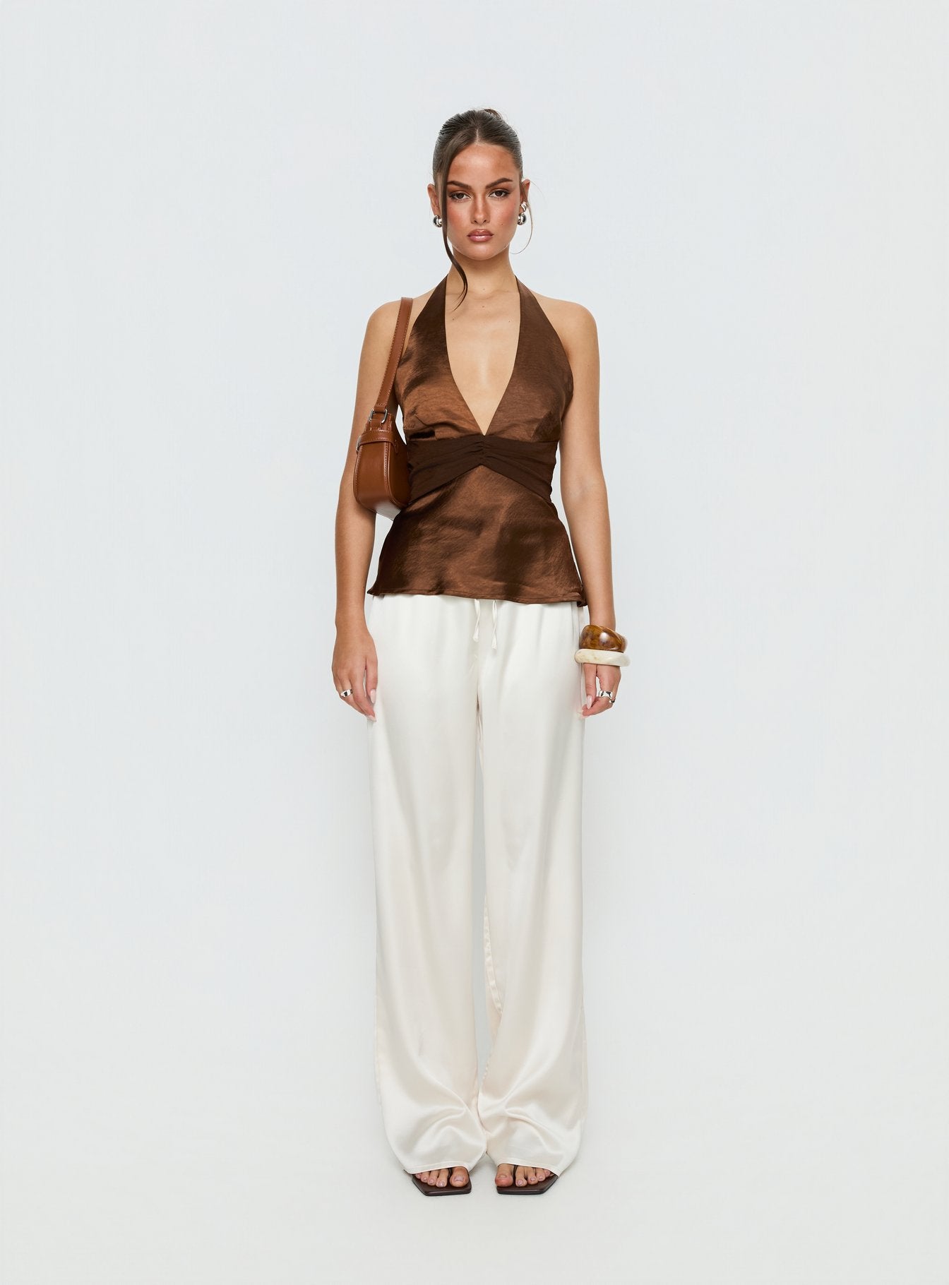 Salyra Satin Halter Top Chocolate - Image 6