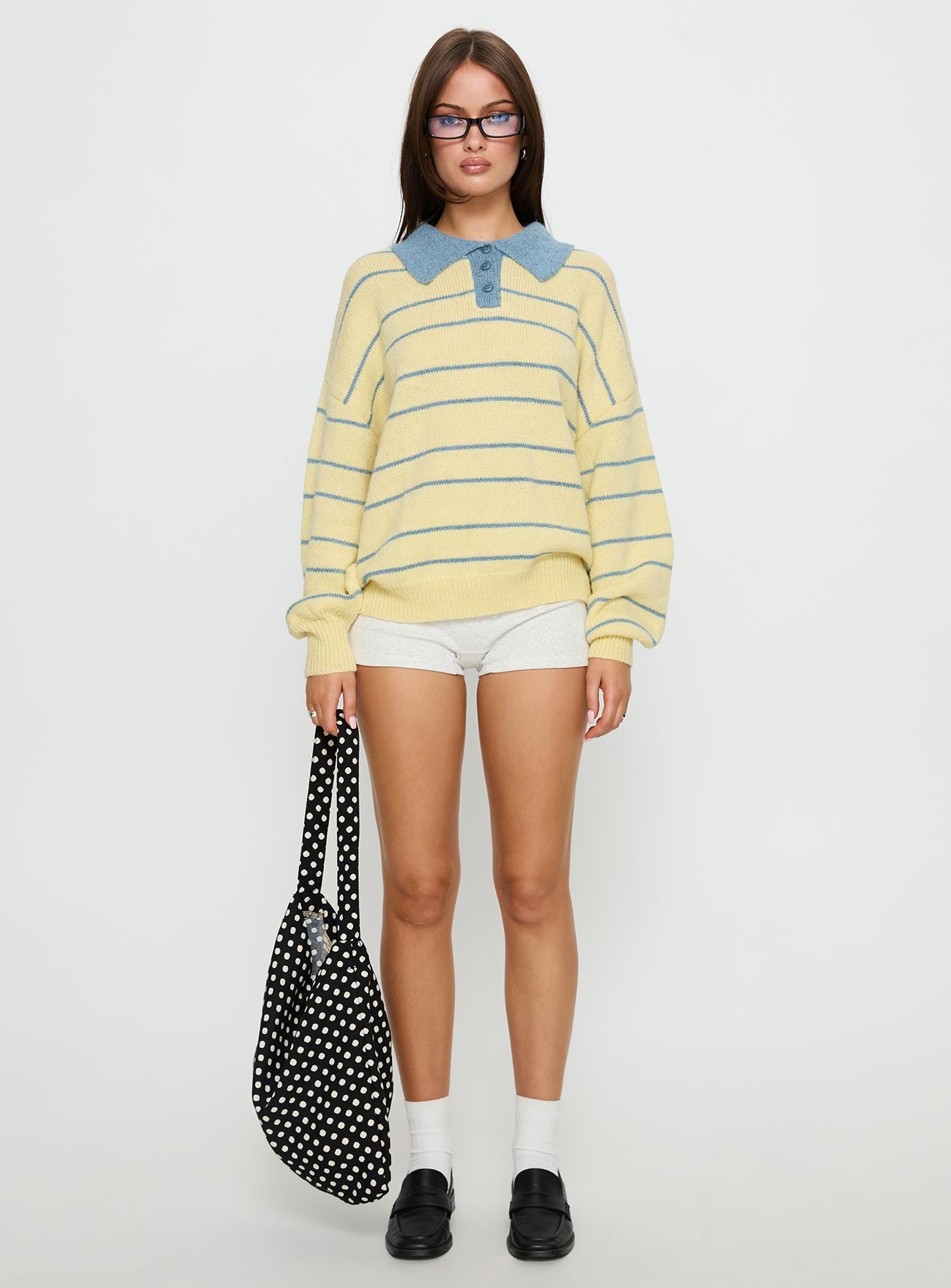 Minda Collared Knit Sweater Yellow Stripe - Image 7