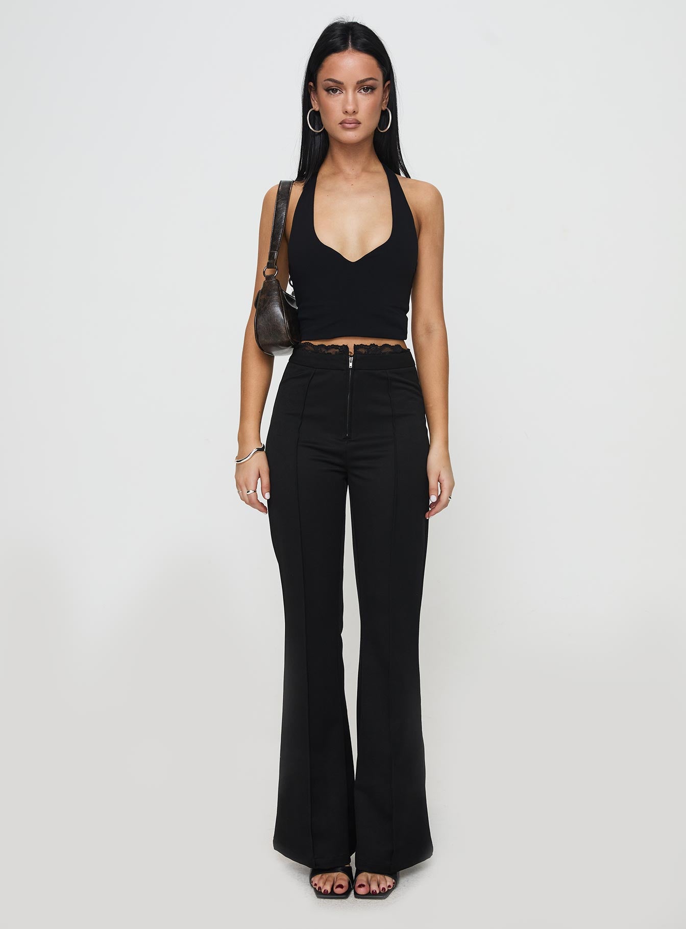 Stellina Slim Fit Flared Pants Black - Image 7
