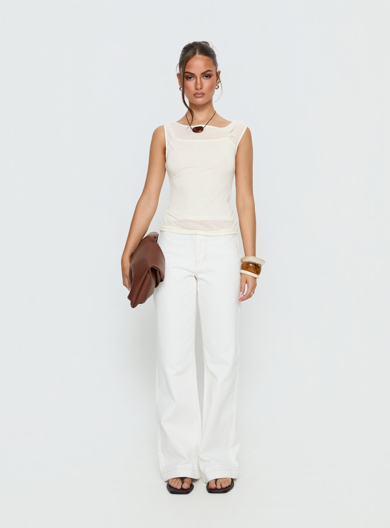 Skaia Layered Sheer Top Cream - Image 7