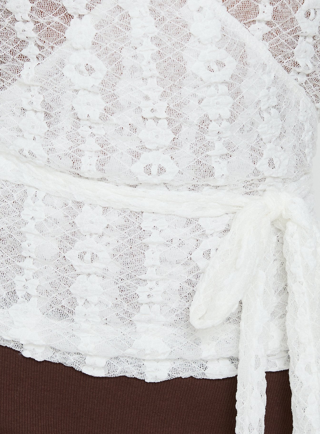 Melara Lace Long Sleeve Wrap Top White - Image 7
