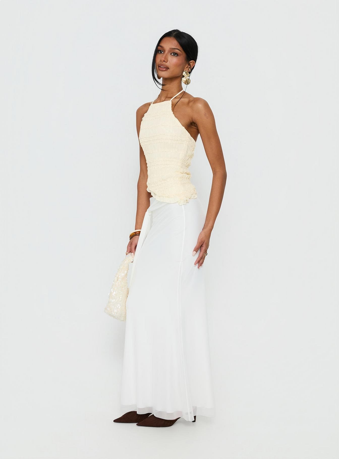 Caviar Tie Maxi Skirt White - Image 7
