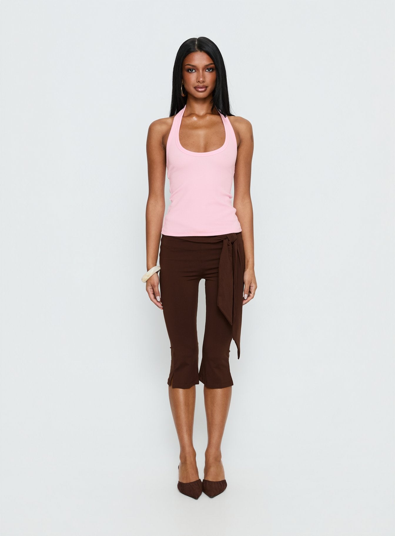 Baseline Scoop Halter Rib Tank Pink - Image 7
