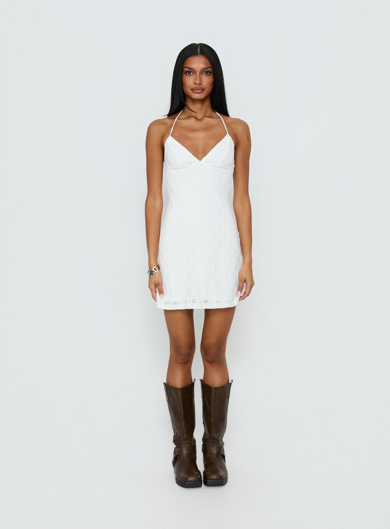 Summer Cider Embroidered Mini Dress White - Image 7