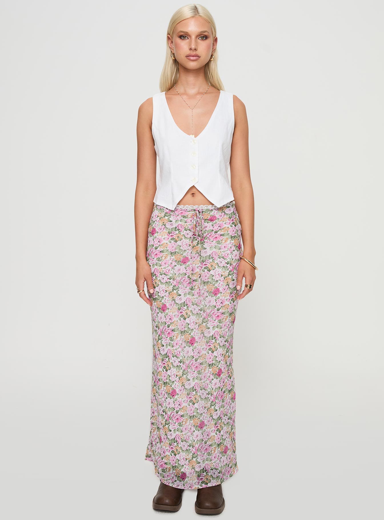 Emily Maxi Skirt Pink Floral - Image 7