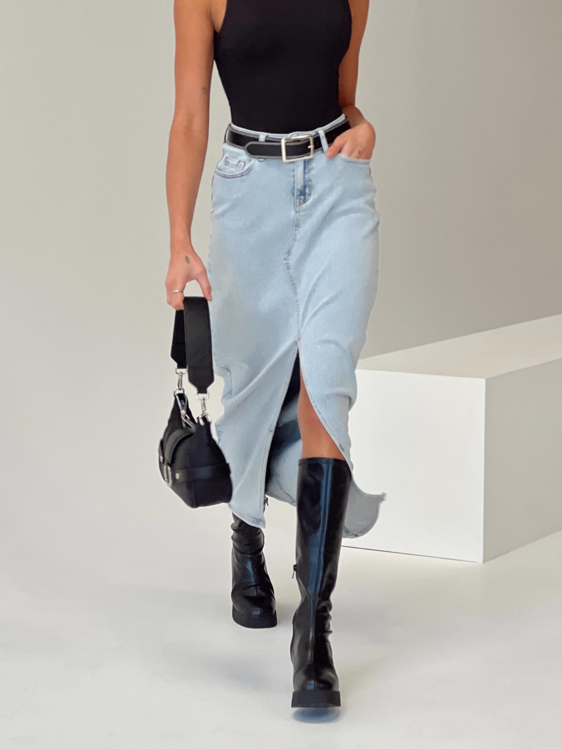 Batkins Maxi Skirt Light Wash Denim - Image 8