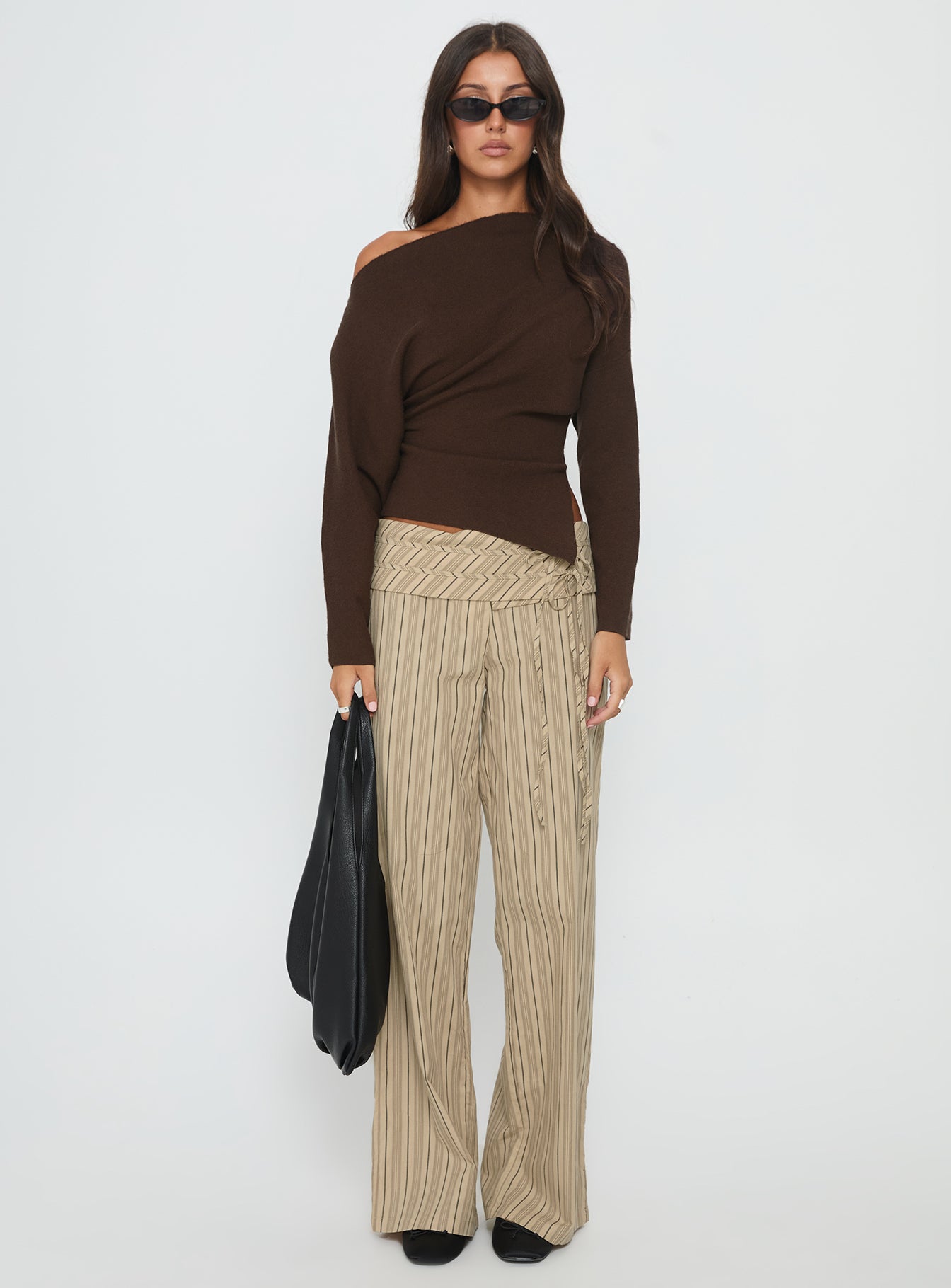 Kaelith Off Shoulder Knit Sweater Brown - Image 7