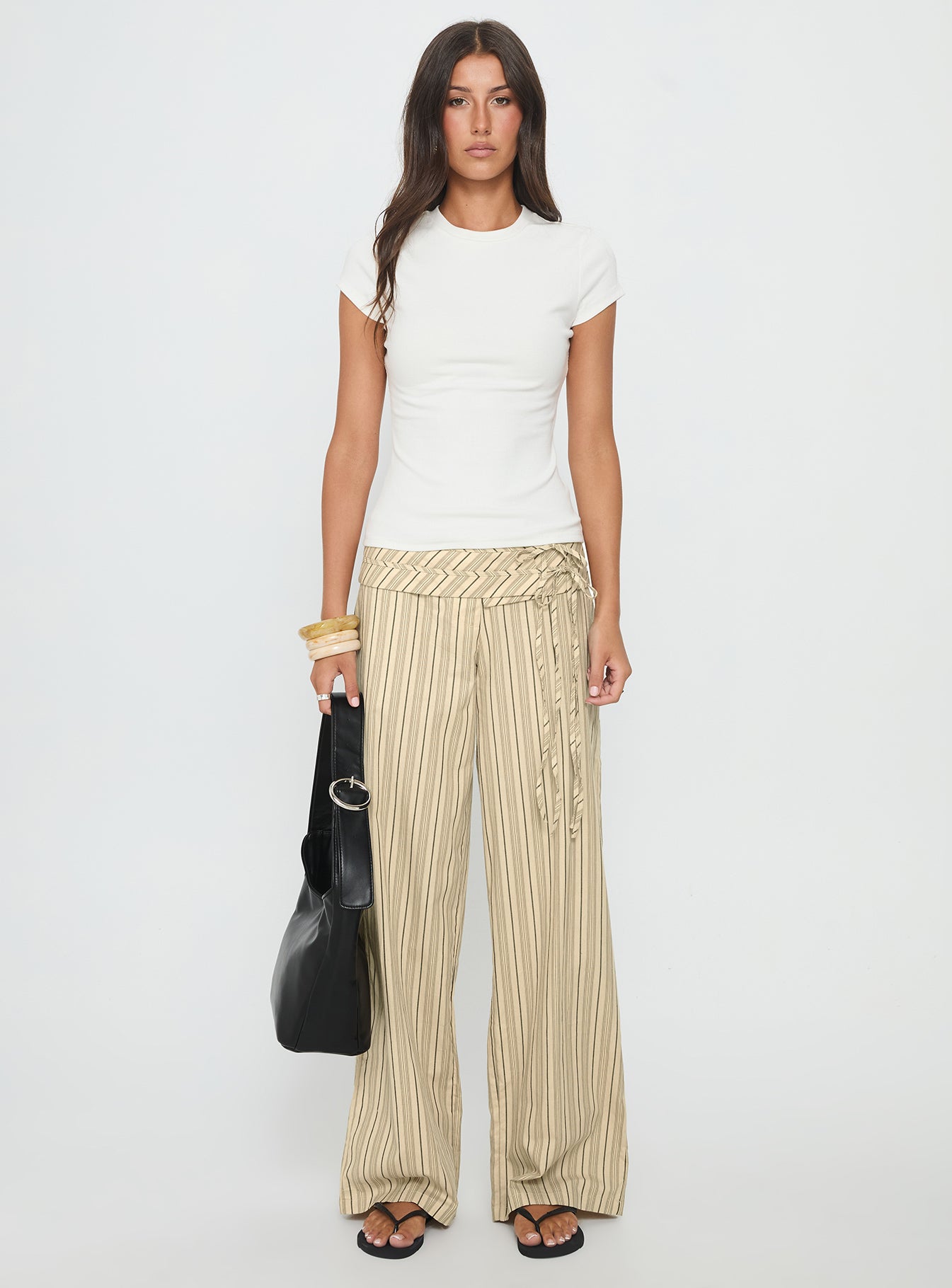 Seneca Wrap Pant Beige Stripe - Image 7