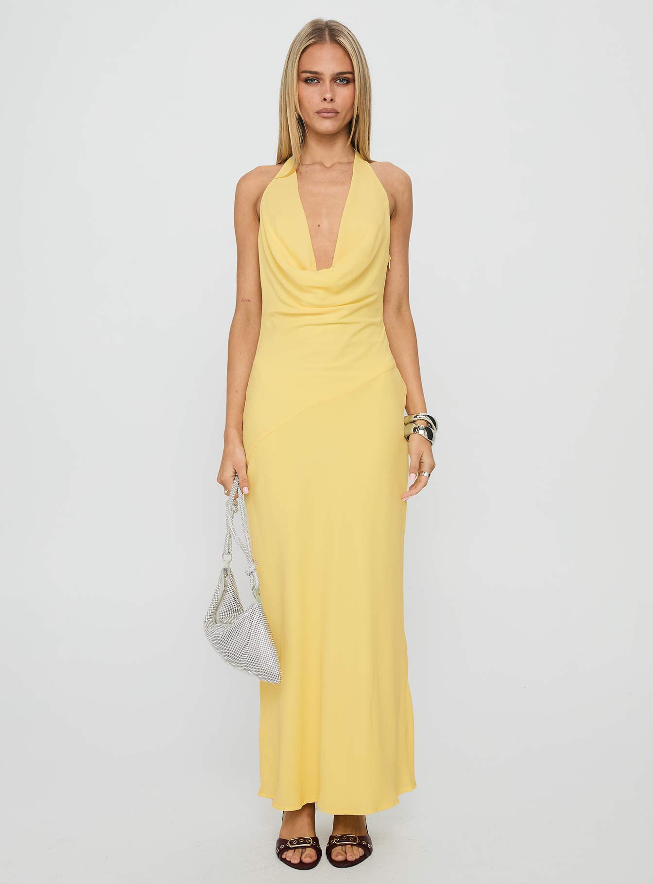 Ocean Boulevard Plunge Maxi Dress Lemon - Image 8