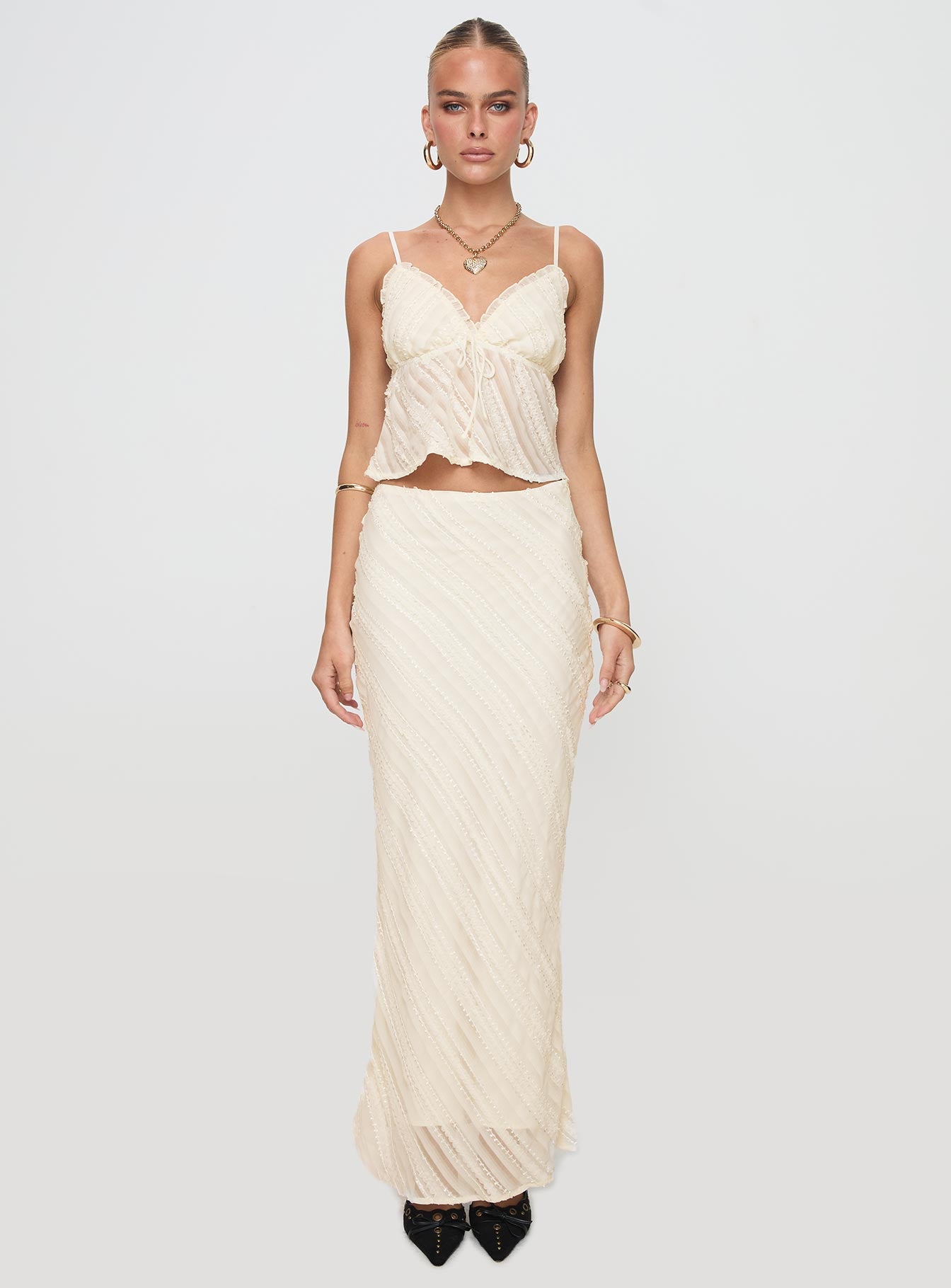 Jacintha Maxi Skirt Cream - Image 7