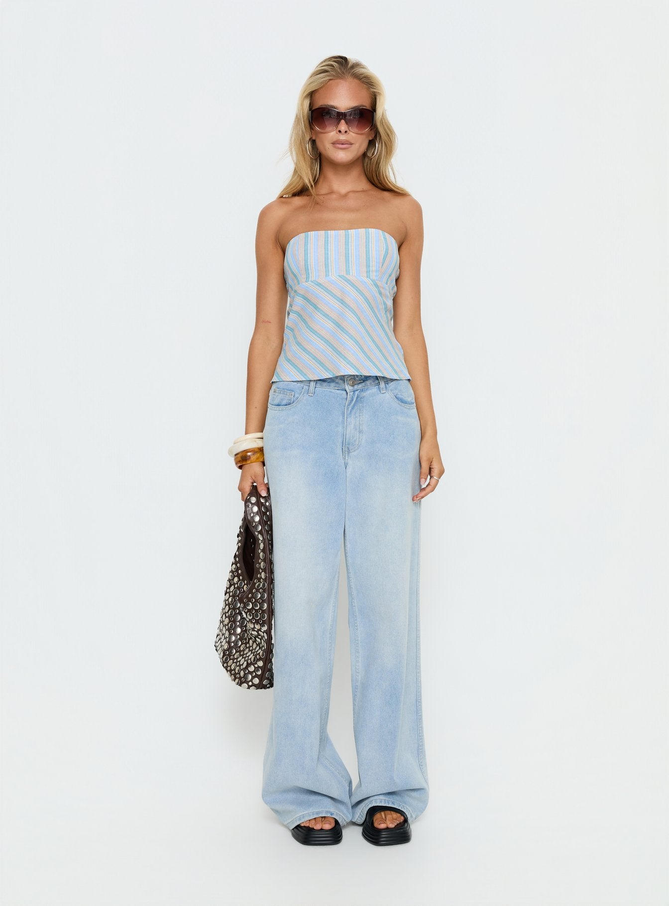 Elery Strapless Top Blue Stripe - Image 7