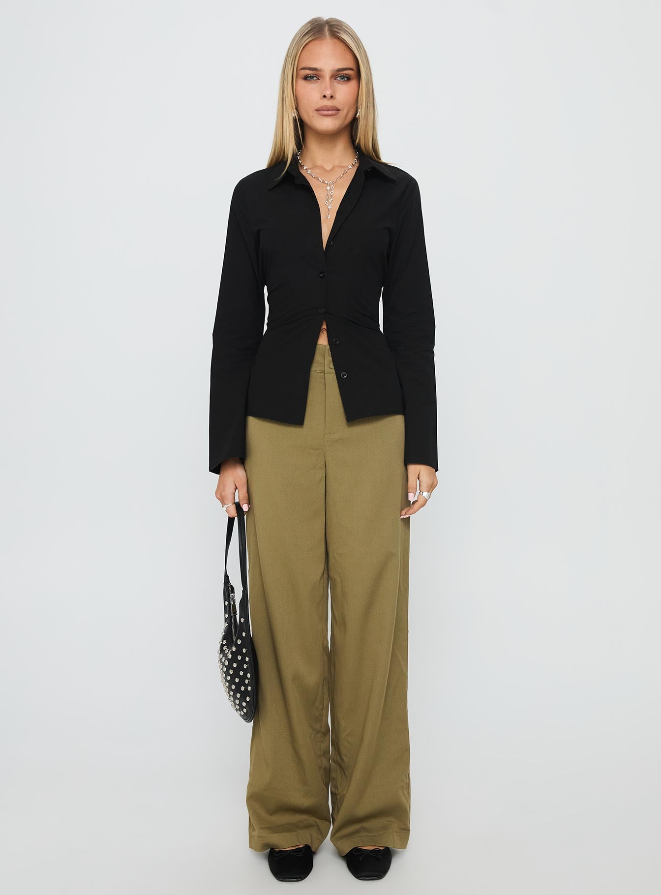 Eryx Tie Back Button Up Top Black - Image 6