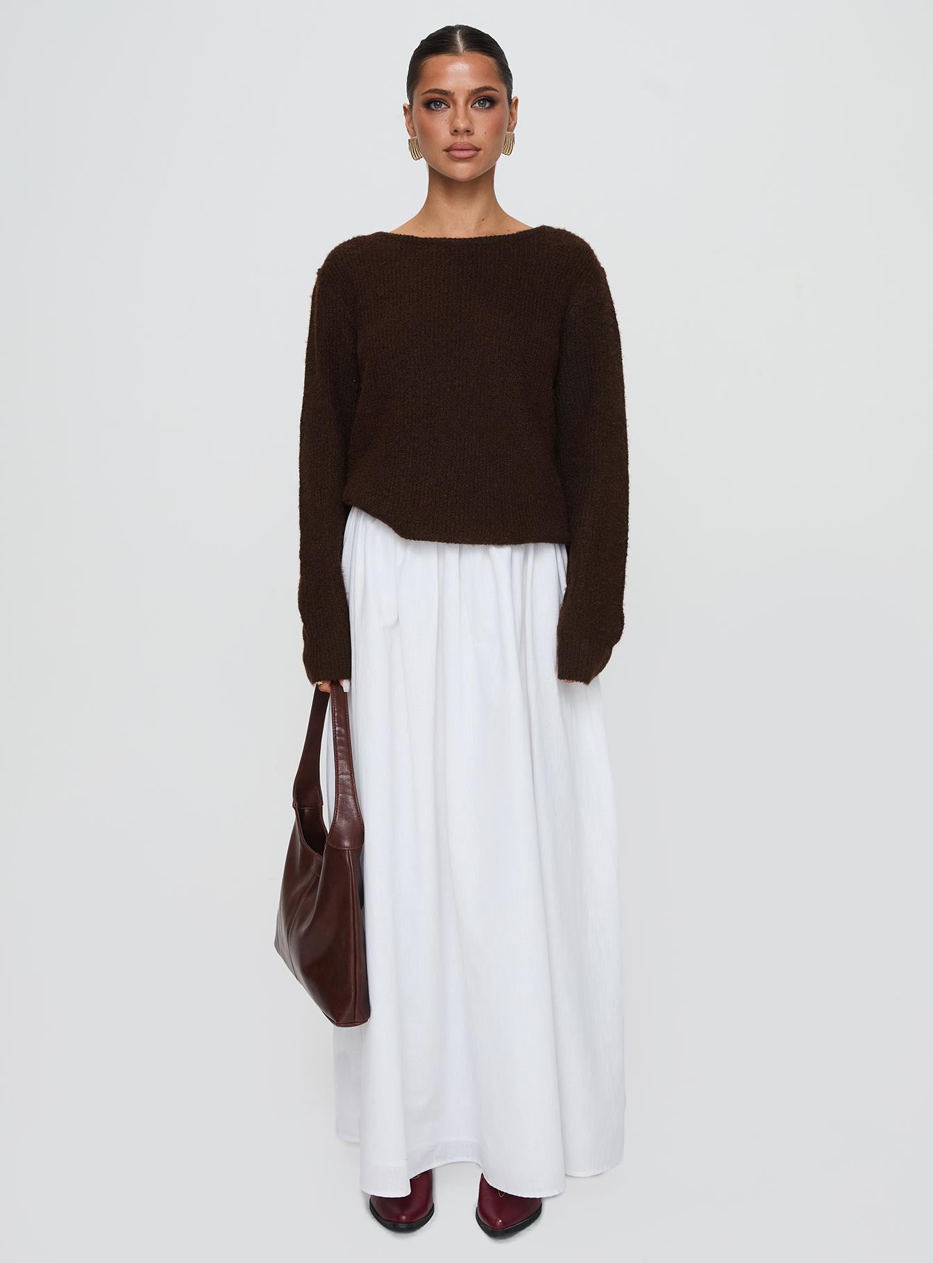 Abrams Rib Knit Crew Sweater Chocolate Marle - Image 7