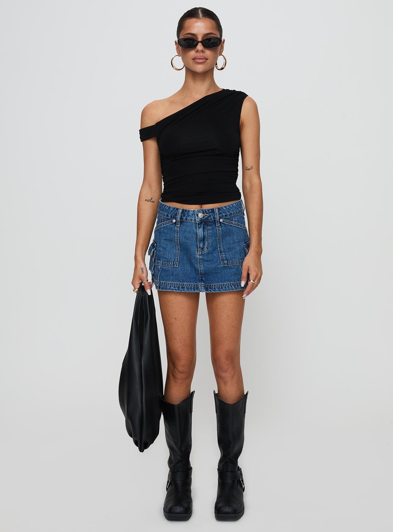 Pacific Coast Denim Cargo Skirt Dark Wash - Image 7