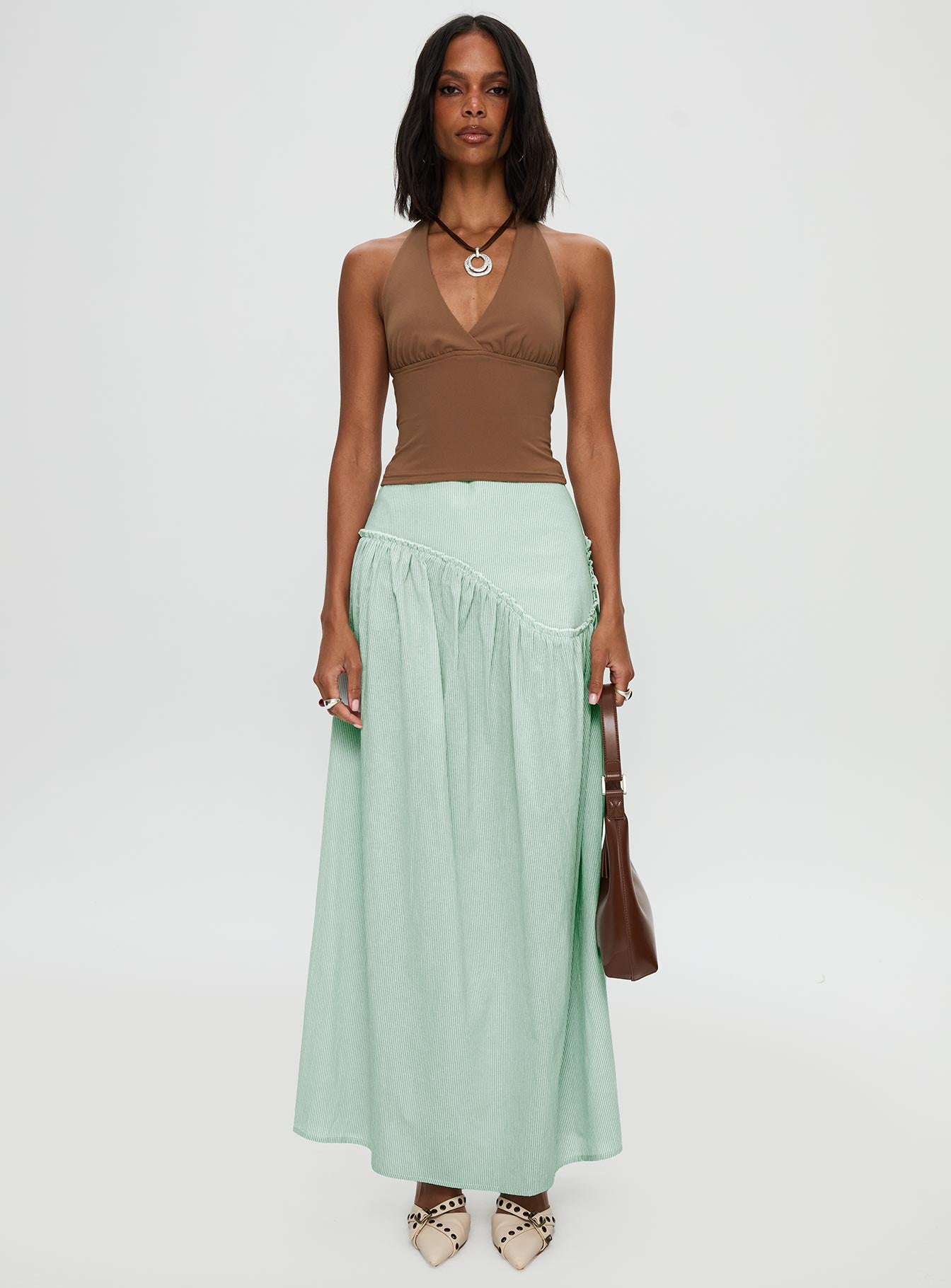 Yasemine Maxi Skirt Green / White - Image 7