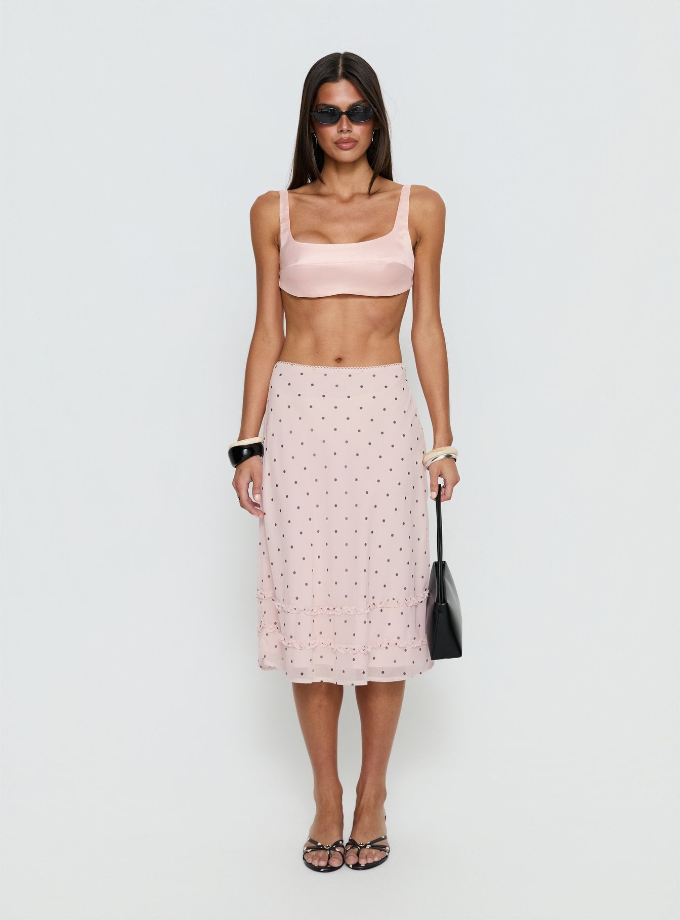 Clarabella Frill Midi Skirt Pink Polka Dot - Image 7