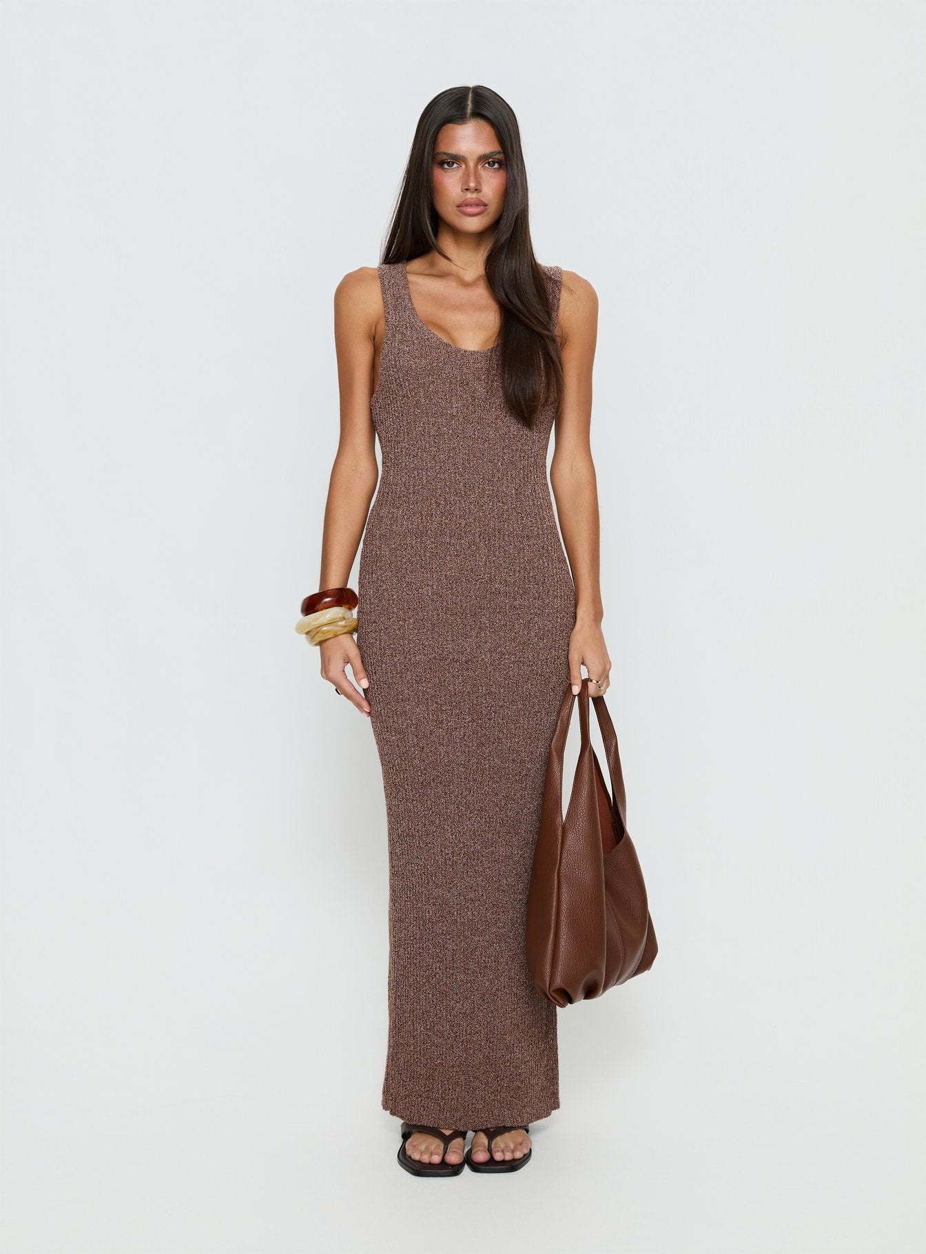 Imirisa Scoop Knit Maxi Dress Mocha - Image 6