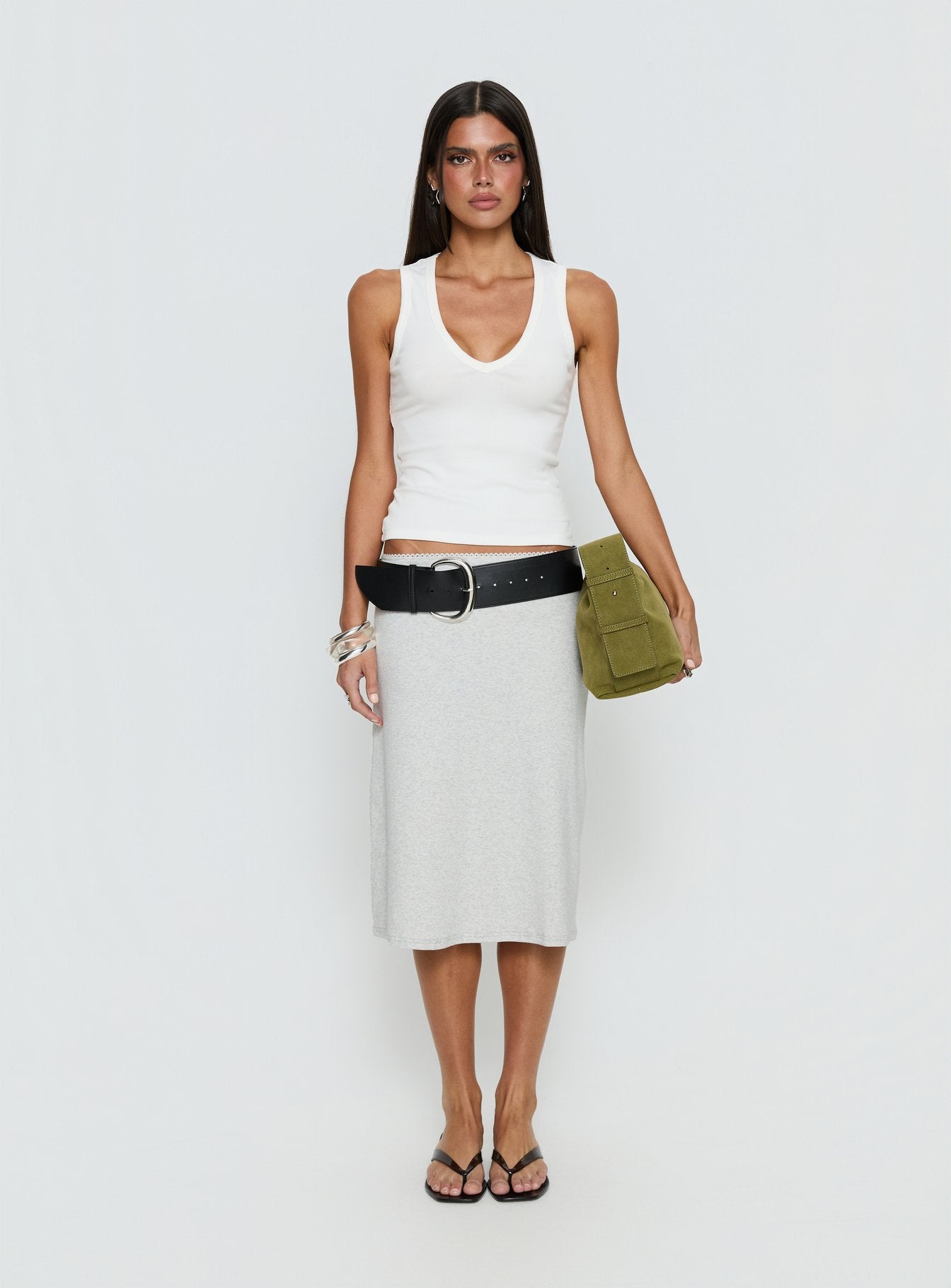 Baseline V Neck Rib Tank Top White - Image 7