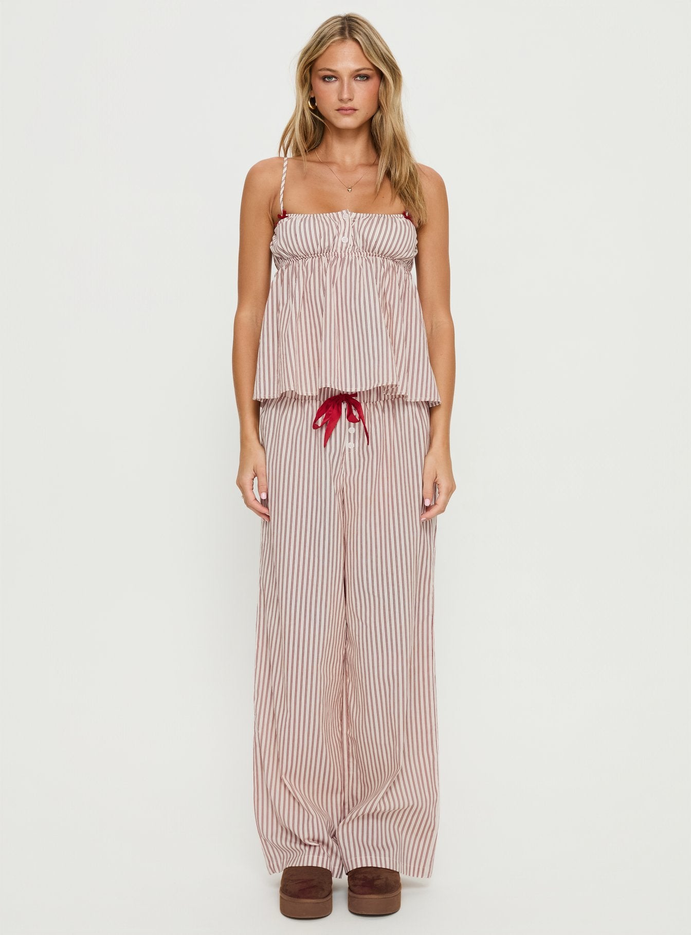 Chill Club Sleep Relaxed Pants Red / White Stripe - Image 7