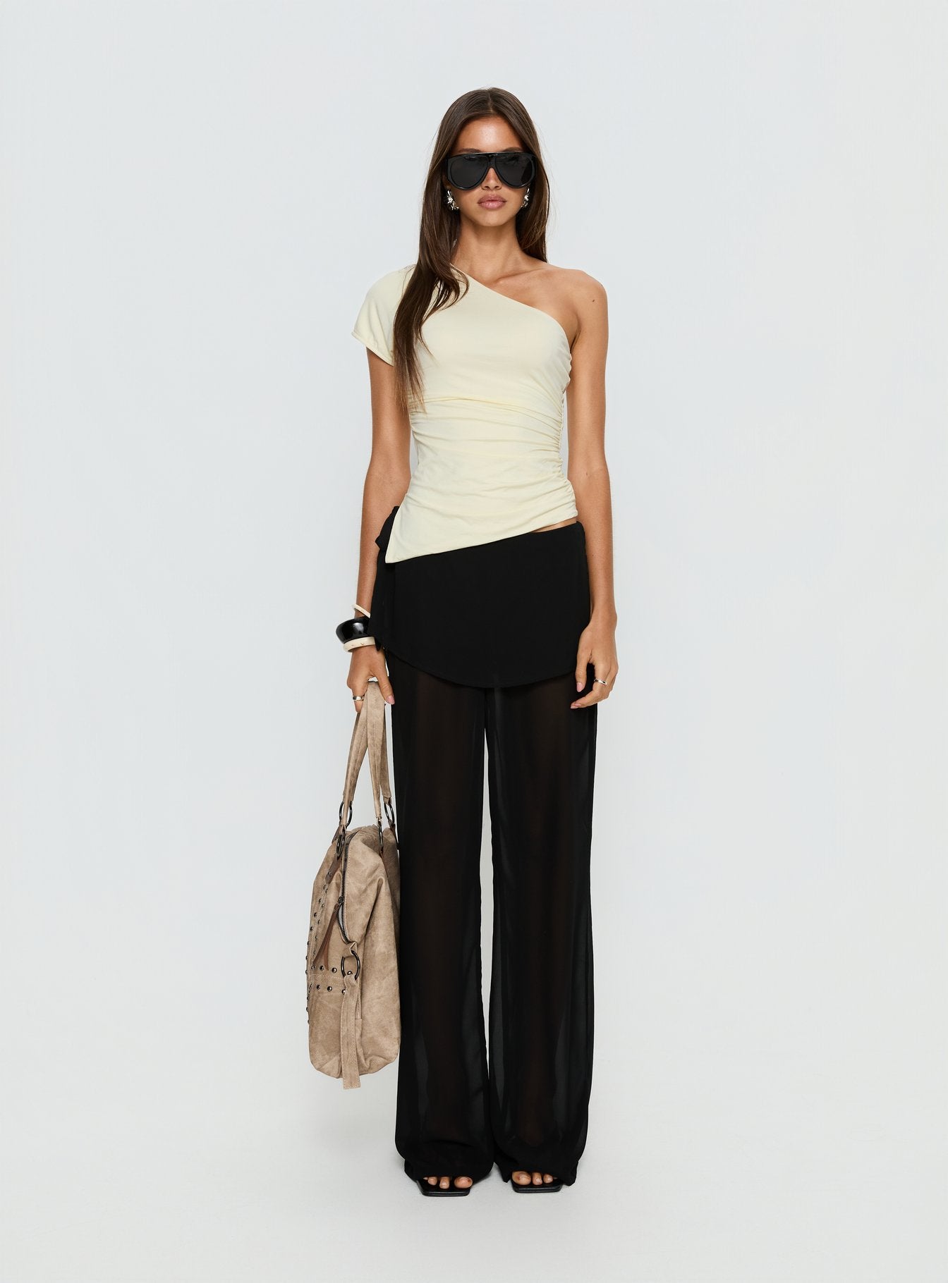 Jaedon Chiffon Layered Pants Black - Image 8