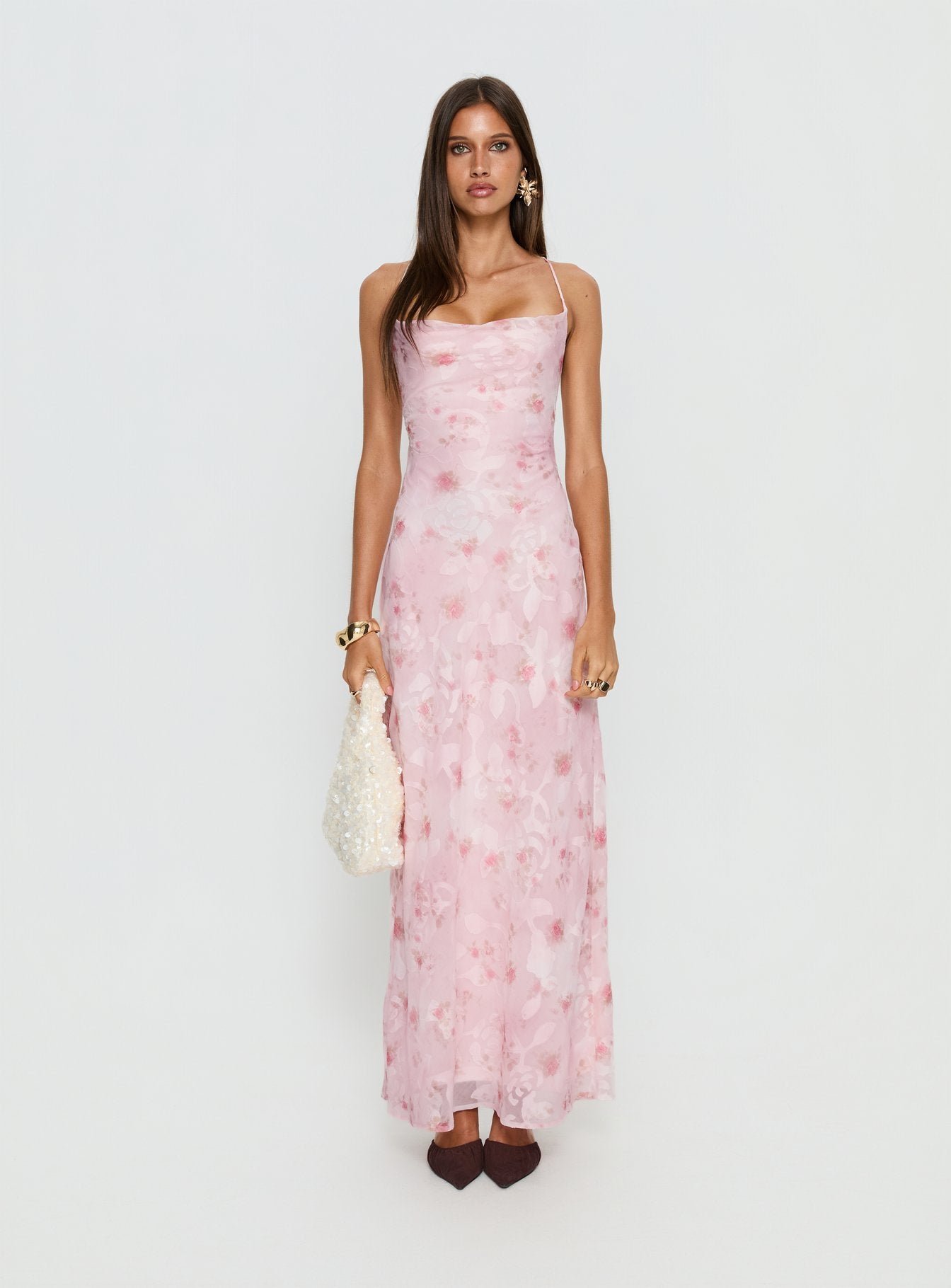 Celena Maxi Dress Pink Floral Burnout - Image 7