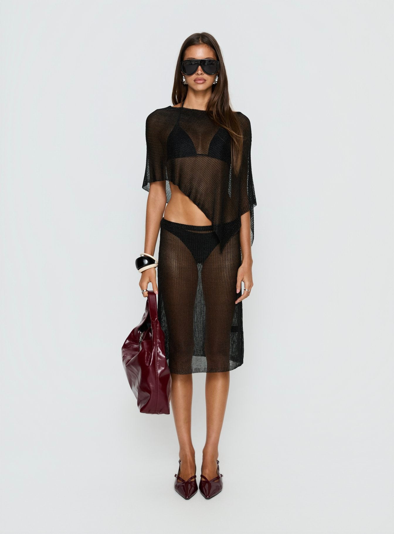 Luminous Sheer Poncho Black - Image 7