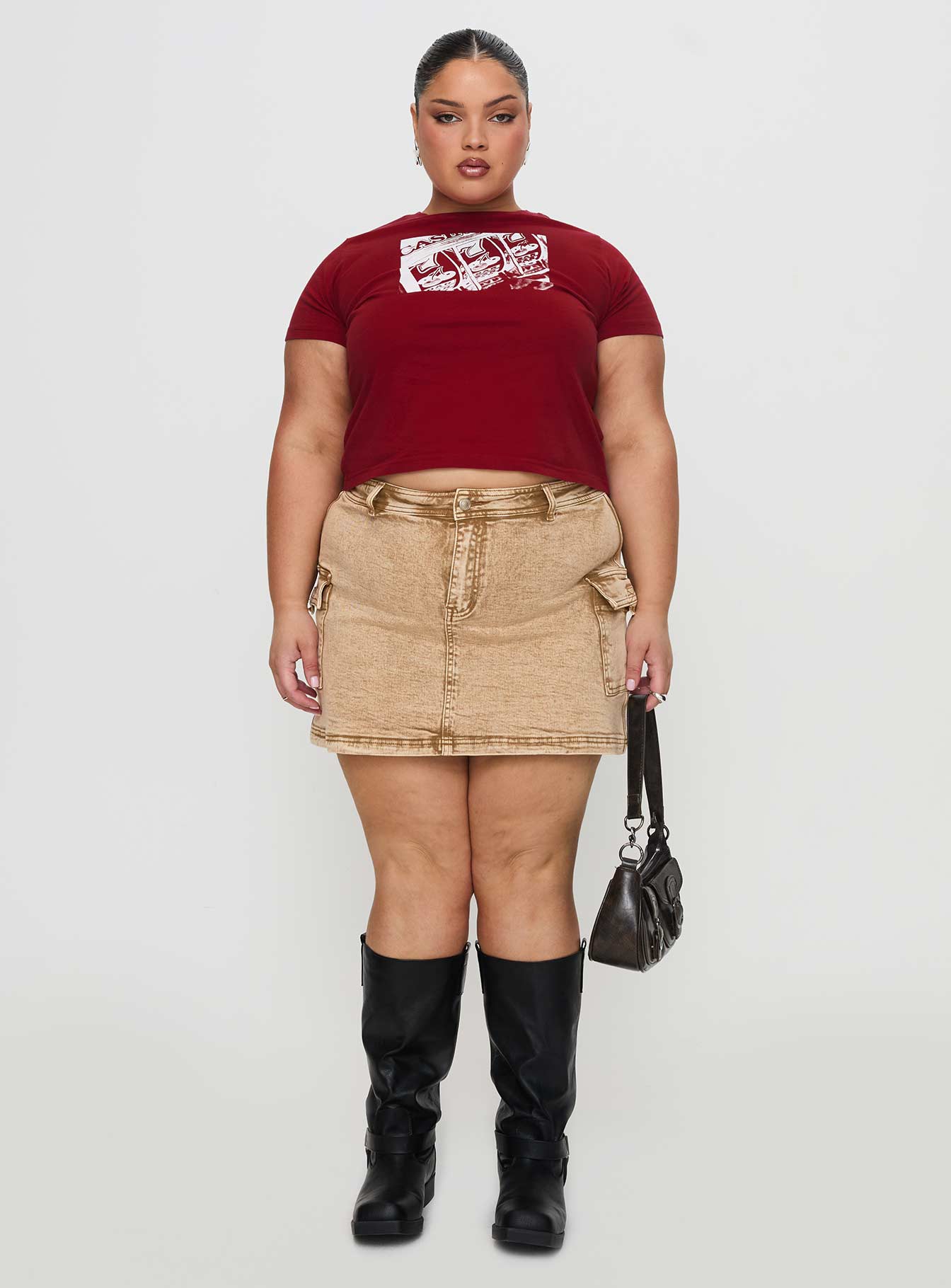 Velveta Low Rise Denim Skirt Camel Curve - Image 7