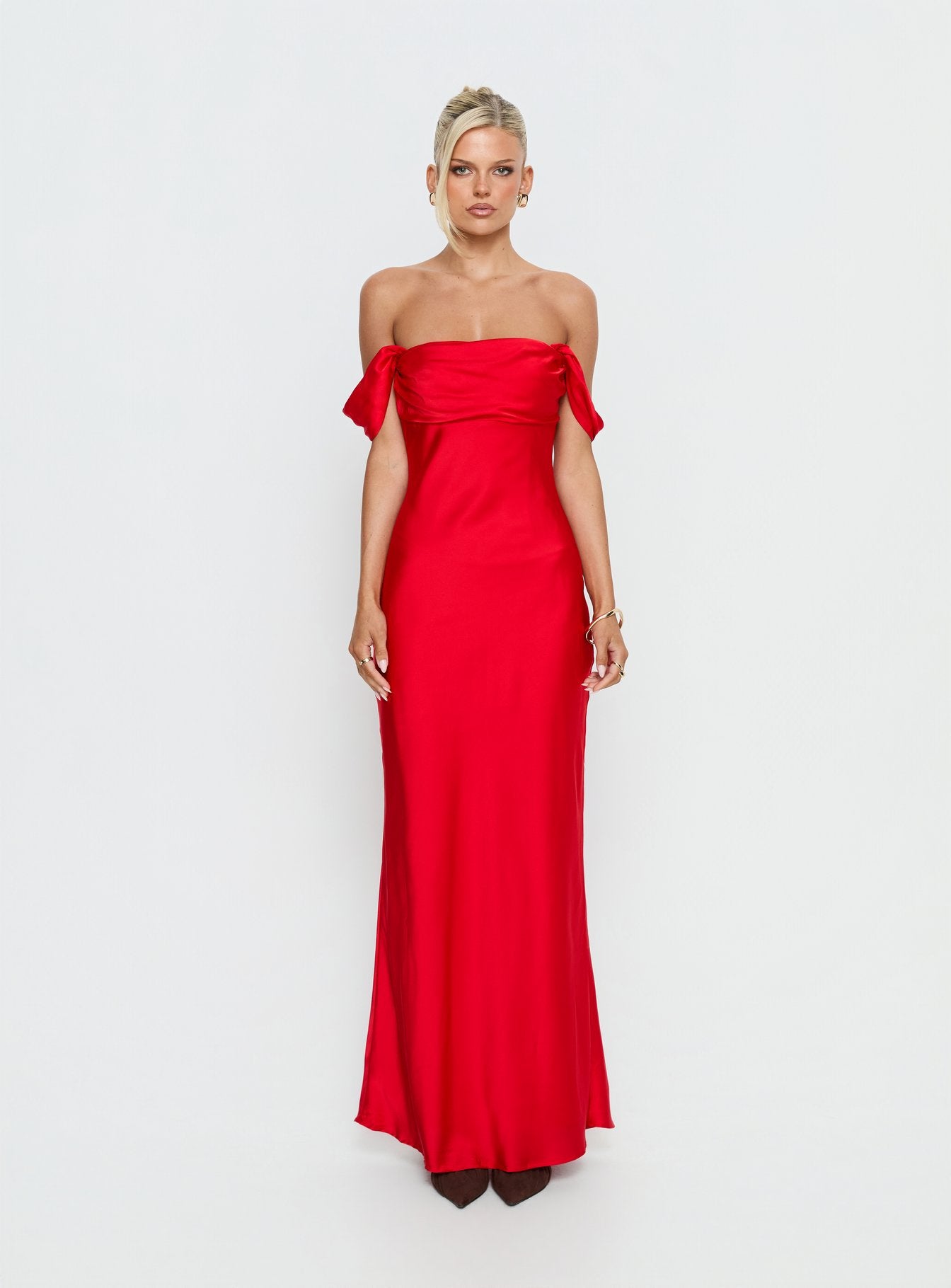 Azura Off The Shoulder Maxi Dress Red - Image 7