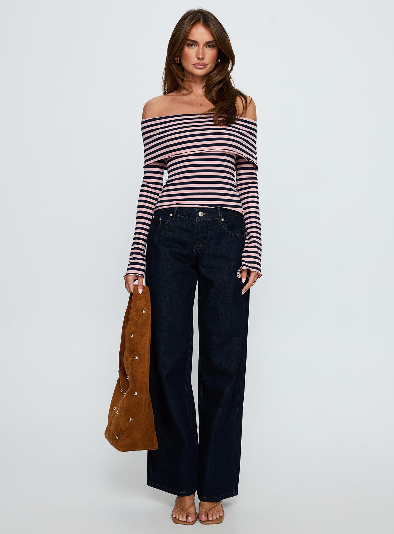 Janicia Off Shoulder Top Pink Stripe - Image 7