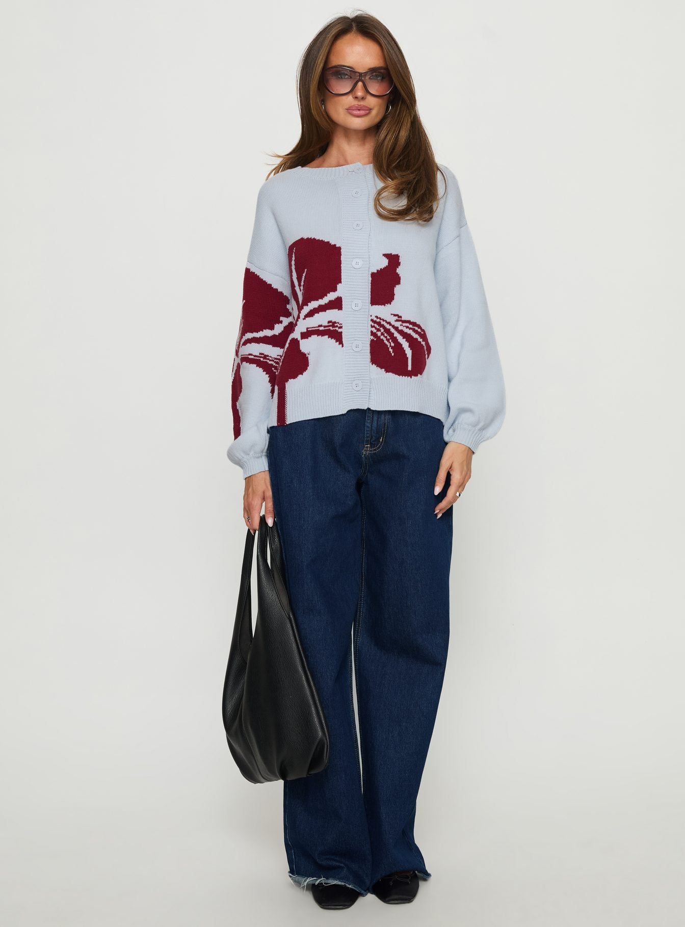 Jalenn Floral Knit Cardigan Blue / Red - Image 7
