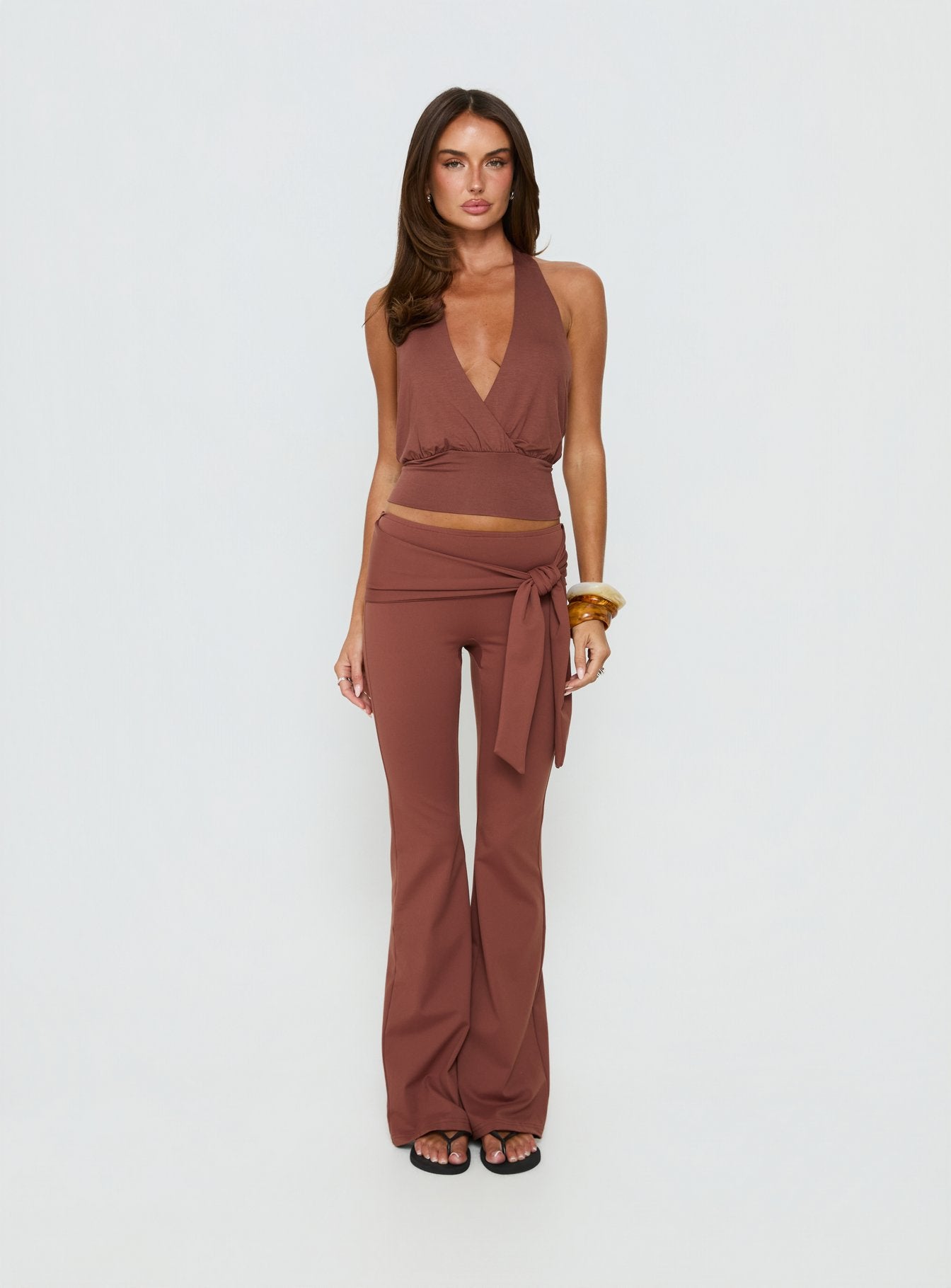 Daily Define Tie Waist Pants Brown - Image 7