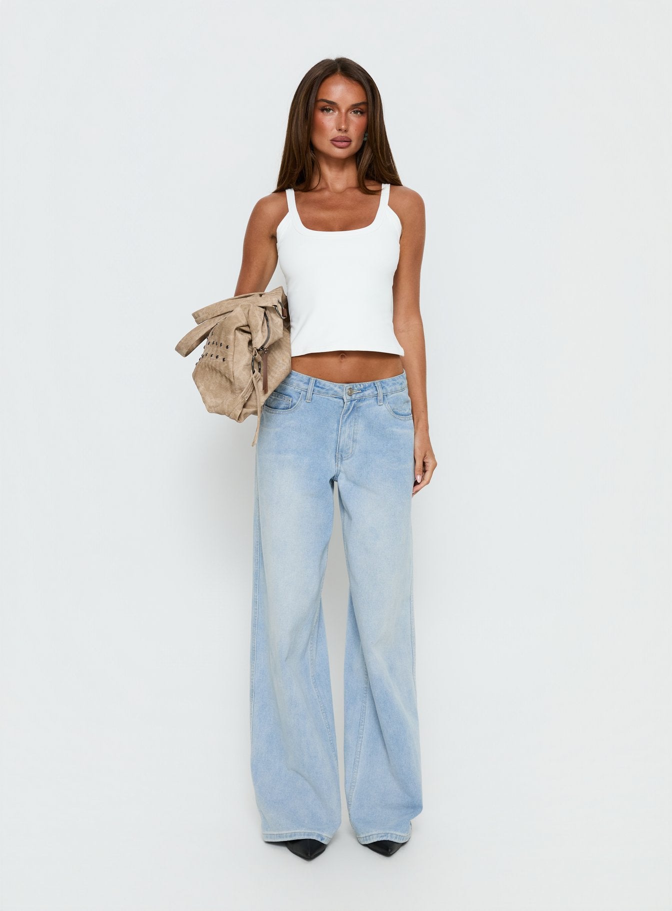 Kasper Cinched Longline Tank Top White - Image 7