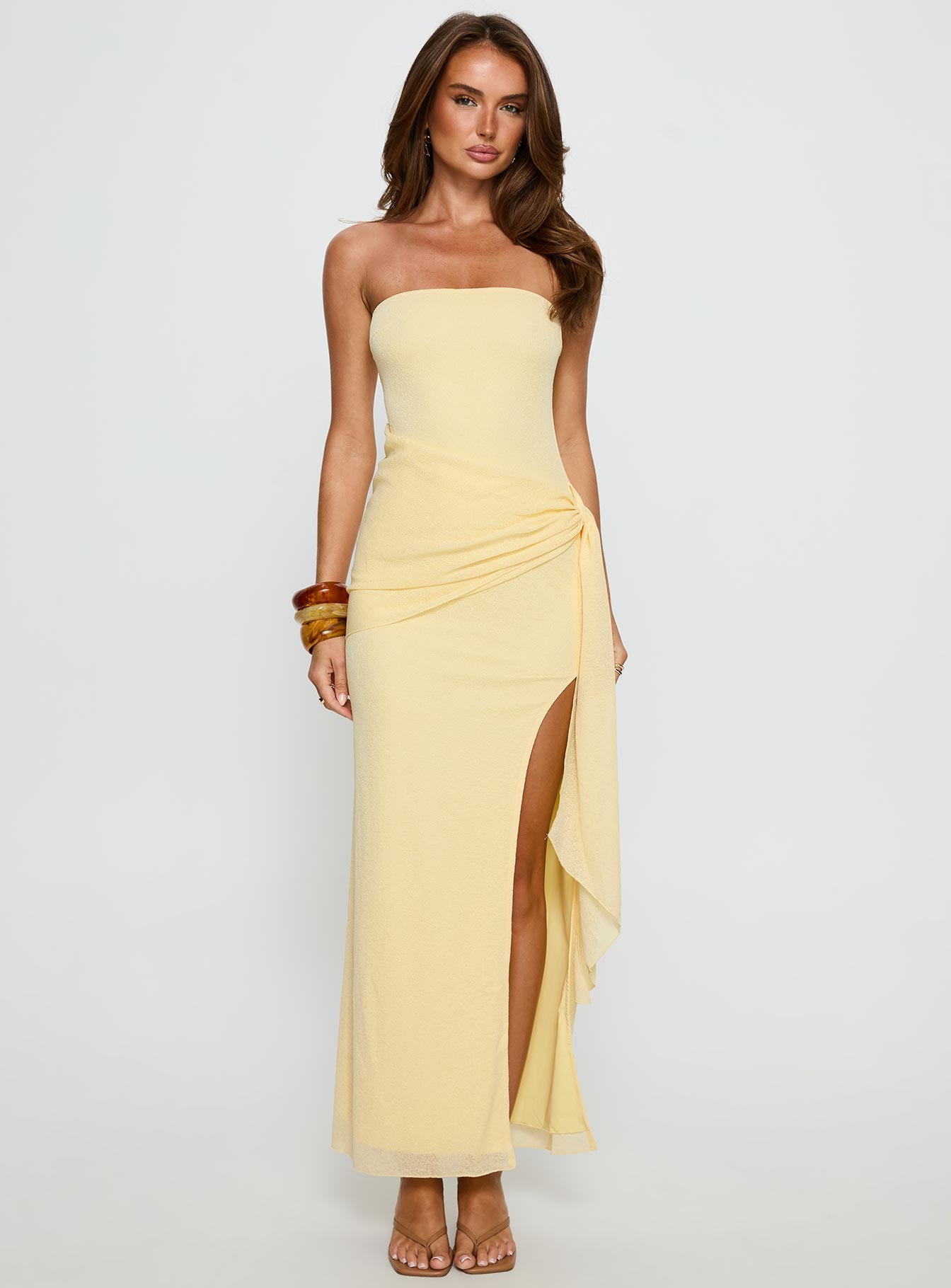Analeah Strapless Maxi Dress Lemon Yellow - Image 7