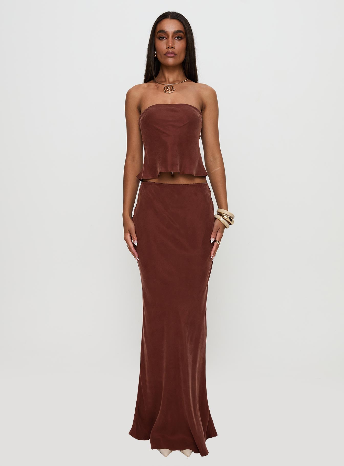 Lucelia Maxi Skirt Brown - Image 7