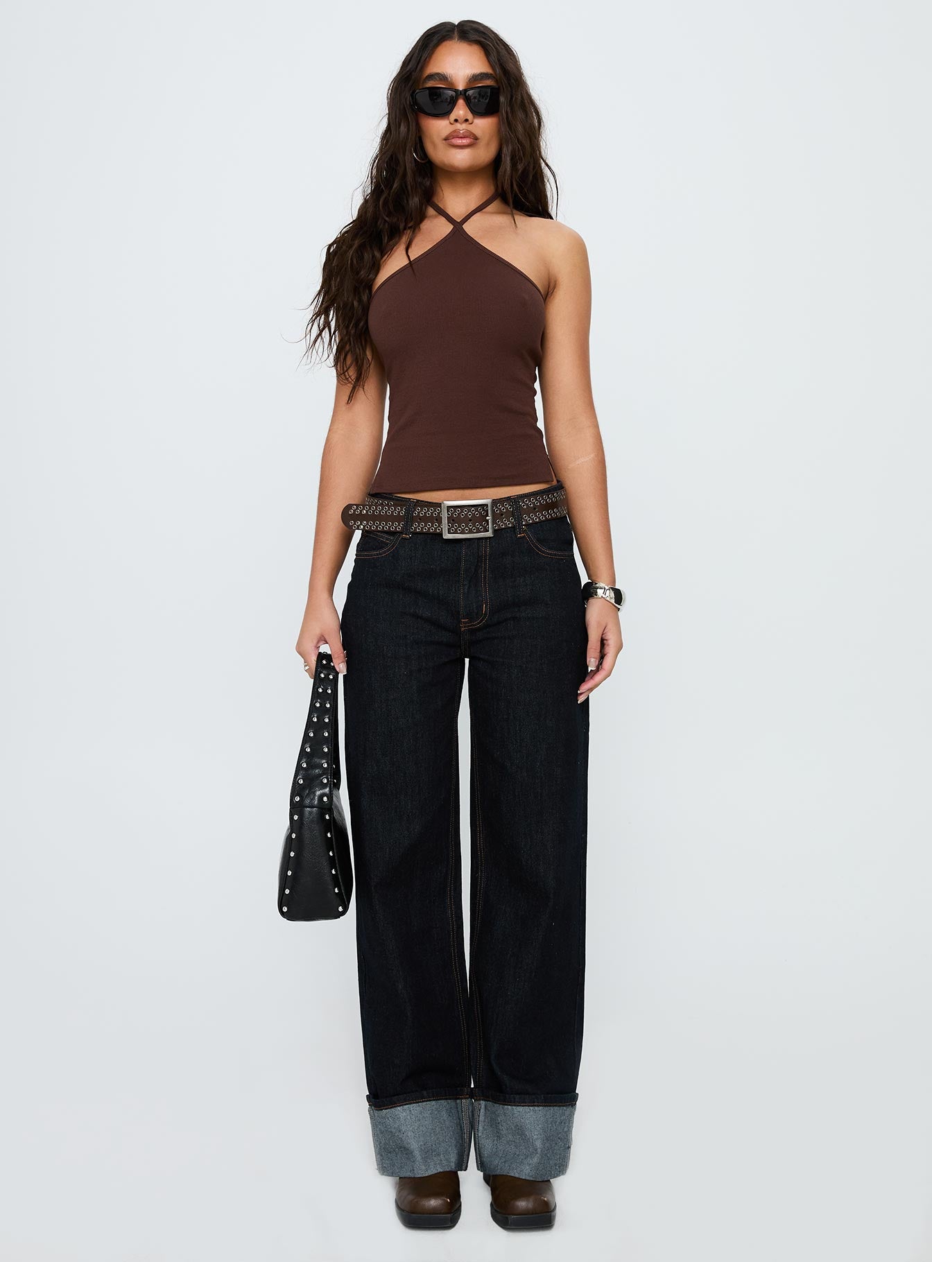 Baseline Halter Rib Top Chocolate - Image 7