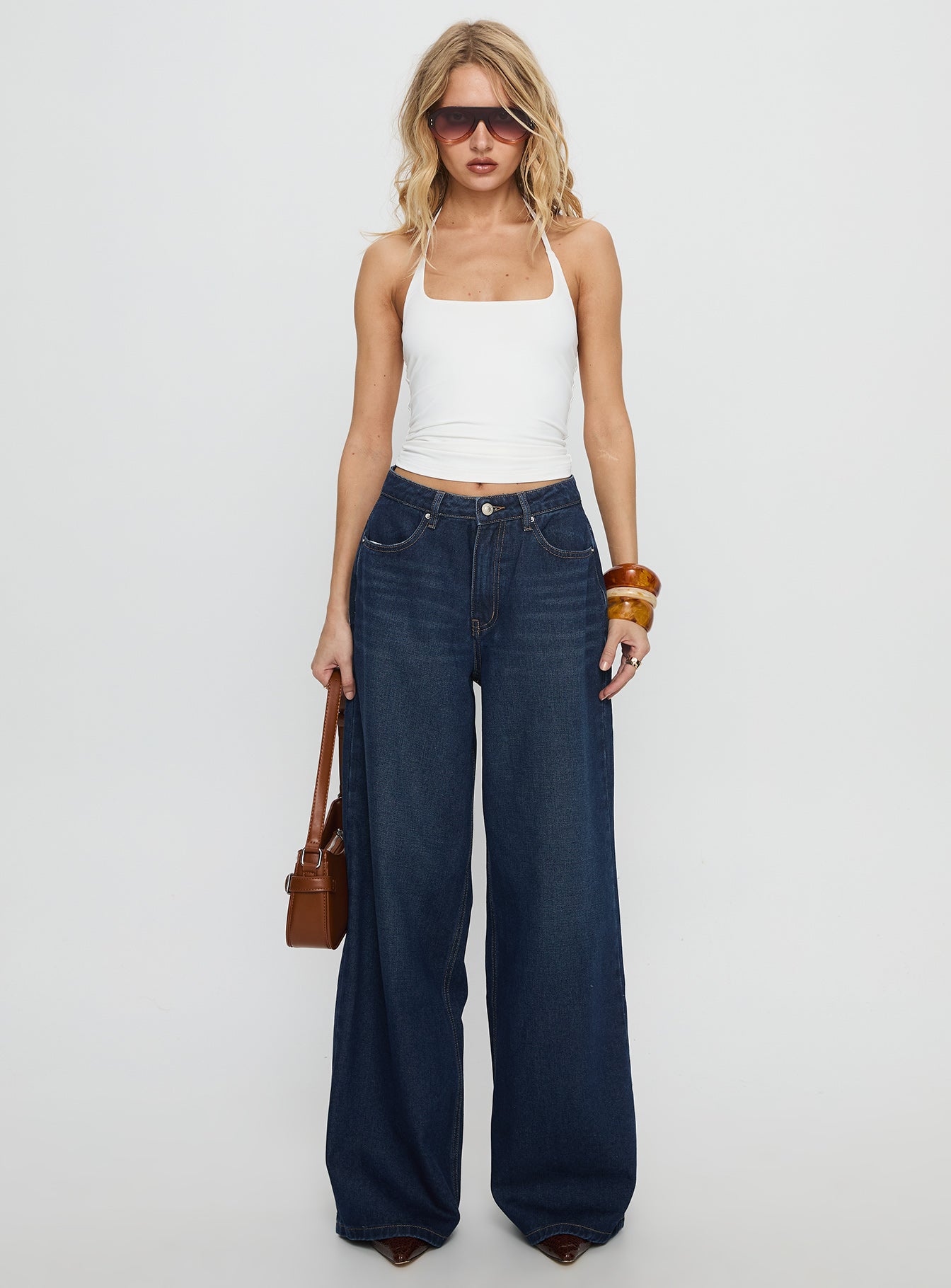 Naylor Mid Rise Wide Leg Jeans Mid Blue Denim Tall - Image 7