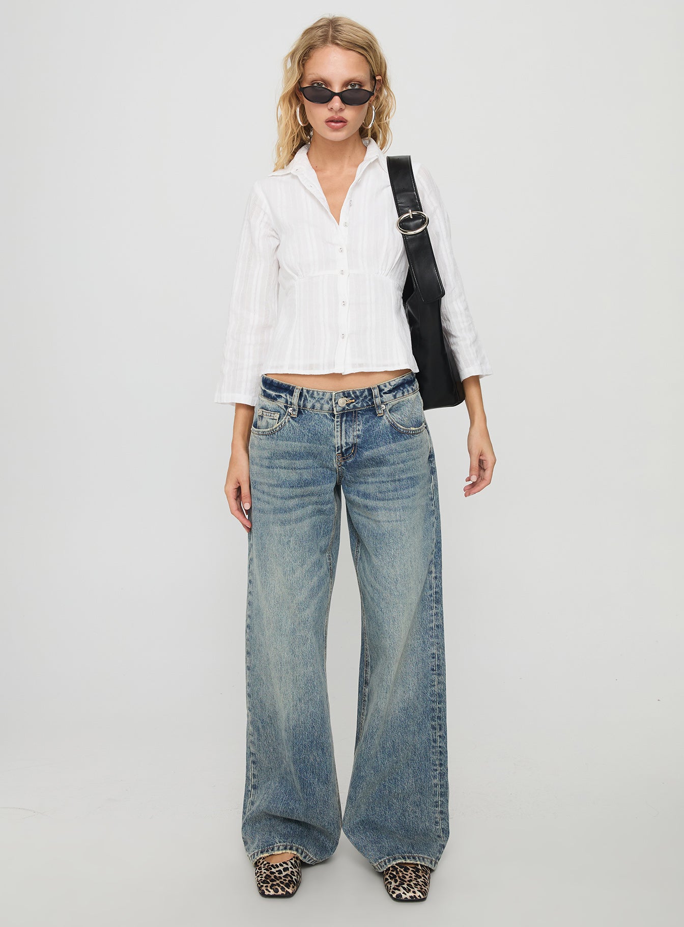 Taelynn 3/4 Sleeve Button Up Shirt White - Image 7