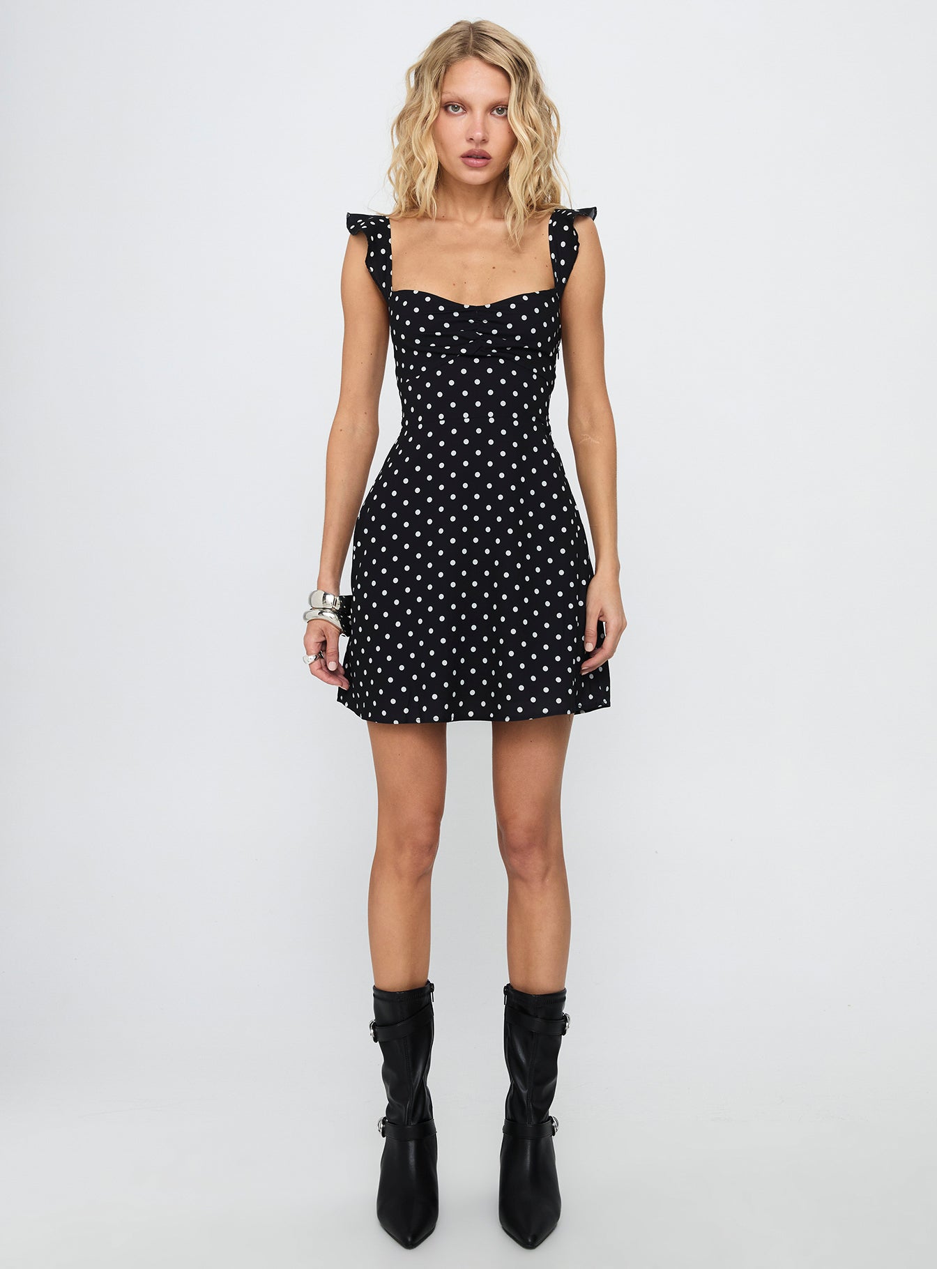 Landon Mini Dress Black / Polka Dot - Image 7