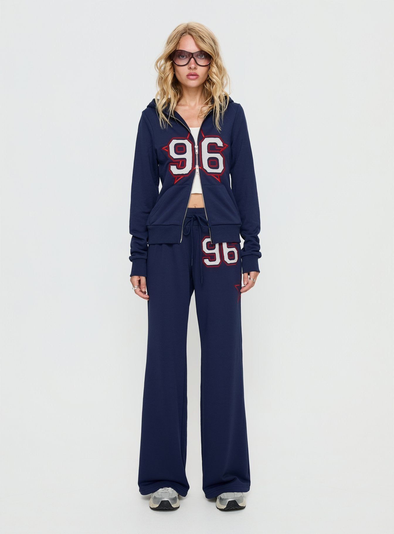 Kari Distressed Patch Track Pant Navy Multi - Image 7