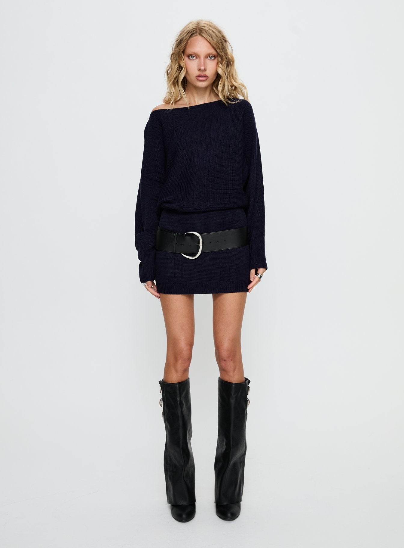 Bellamie Long Sleeve Mini Dress Navy - Image 6