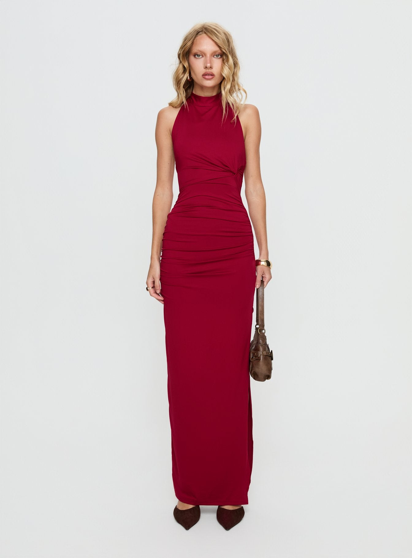Keysha Halter Maxi Dress Deep Red - Image 6