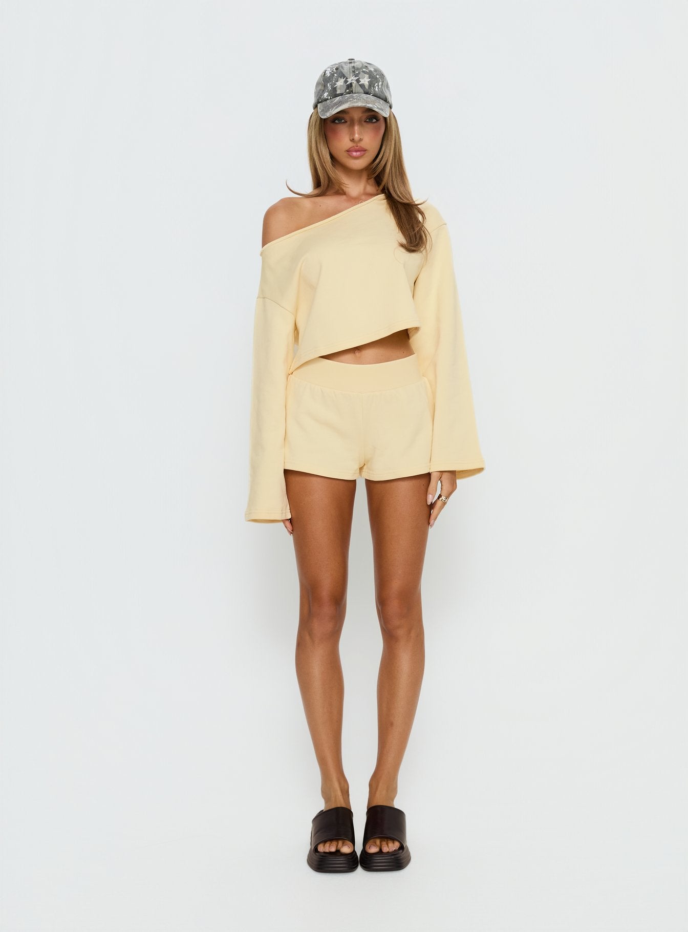 Retreat Raw Edge Off Shoulder Jumper Buttercream - Image 6
