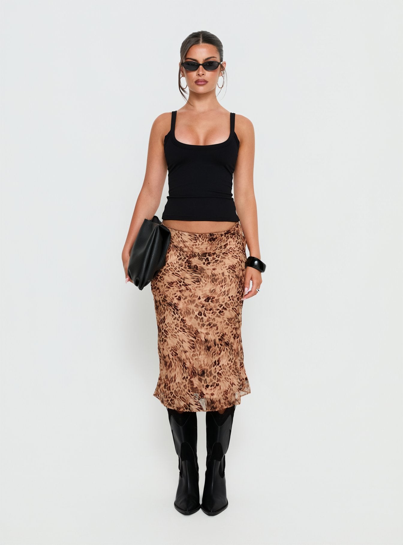 Sydni Midi Bias Cut Skirt Leopard - Image 6