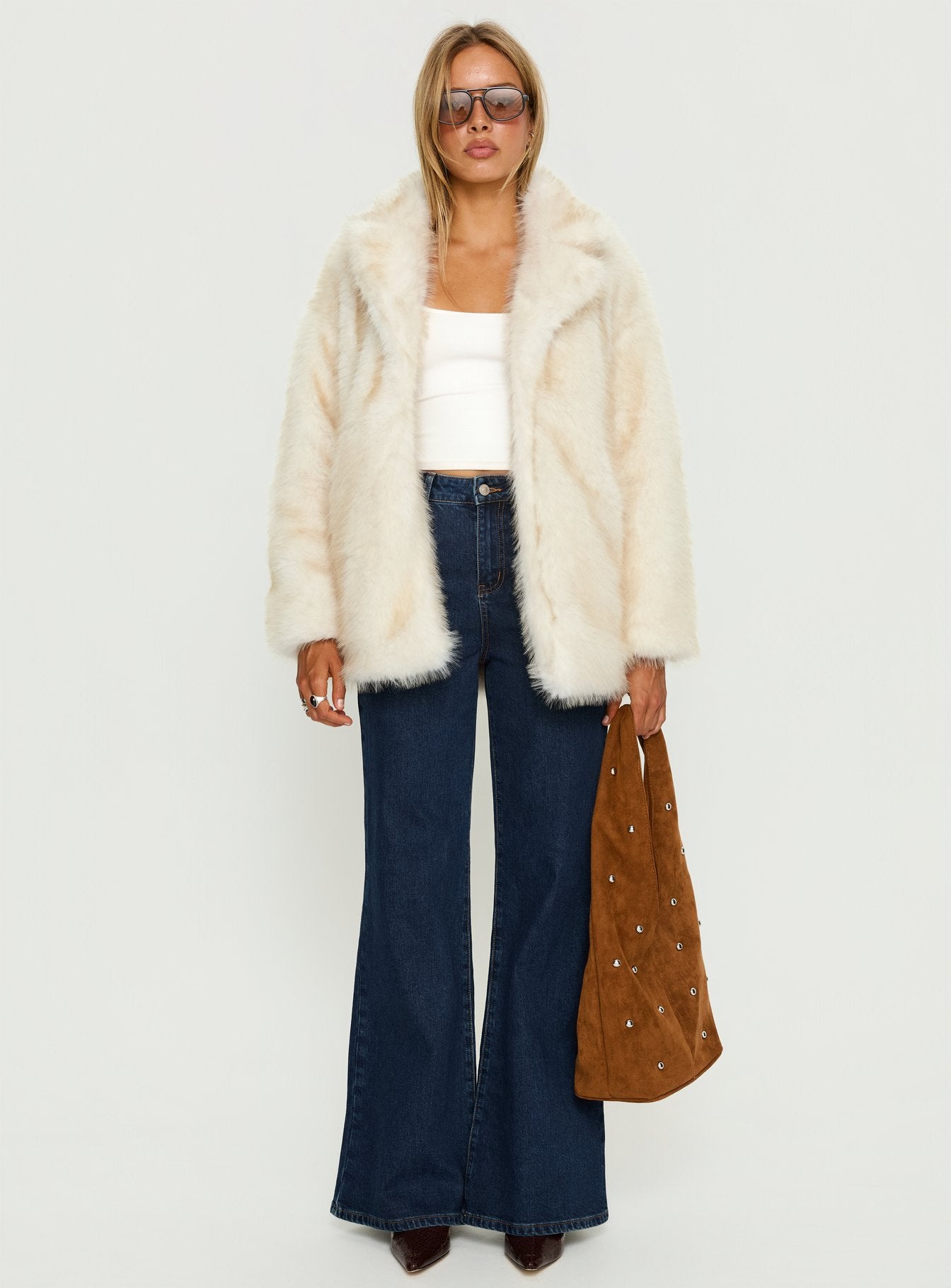 Clova Faux Fur Coat White - Image 7