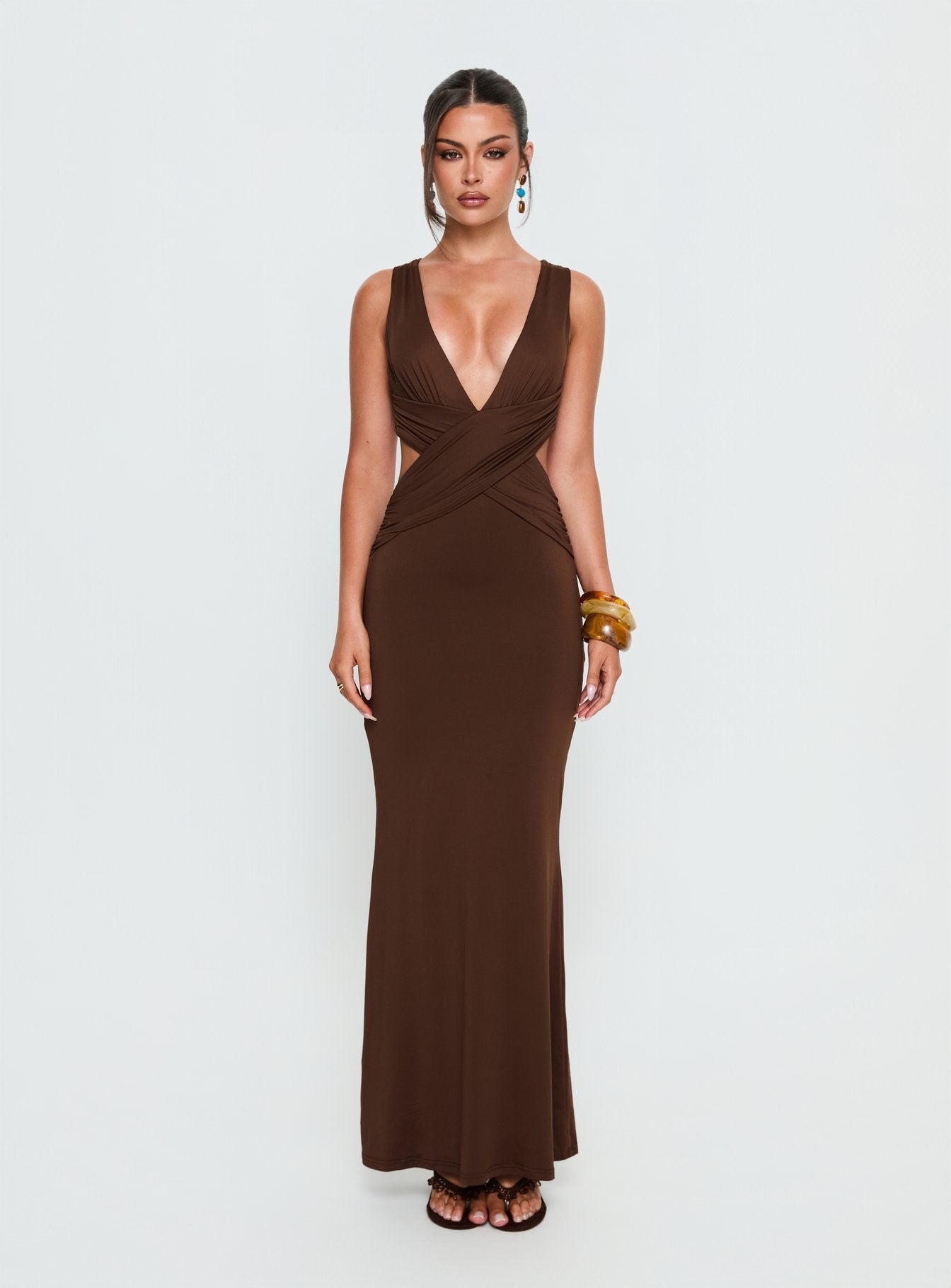 Bambia Maxi Dress Dark Brown - Image 6
