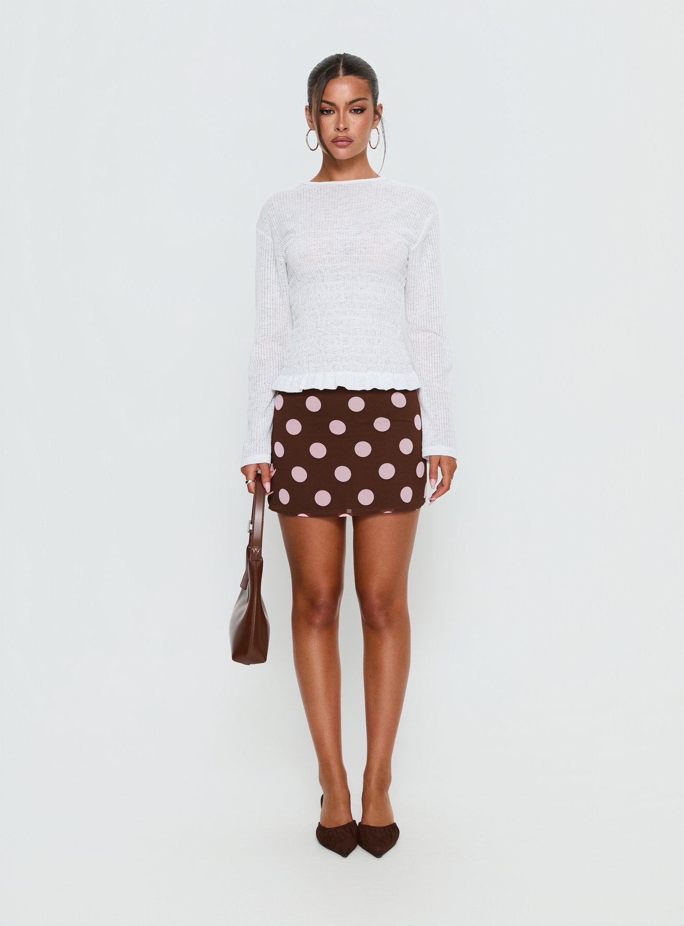 Bradly Shirred Long Sleeve Top White - Image 7