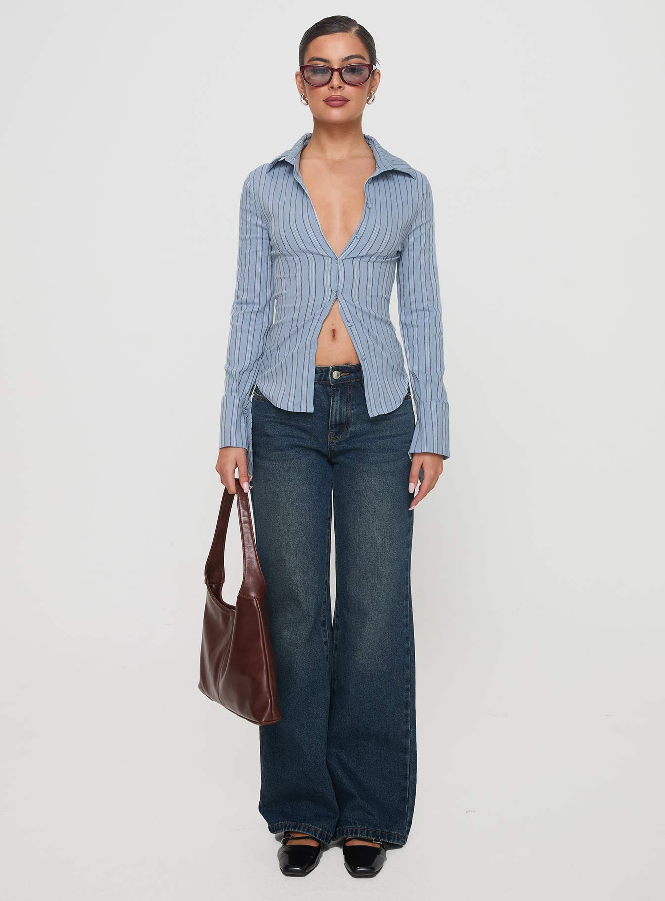 Madlin Long Sleeve Top Blue Stripe - Image 7