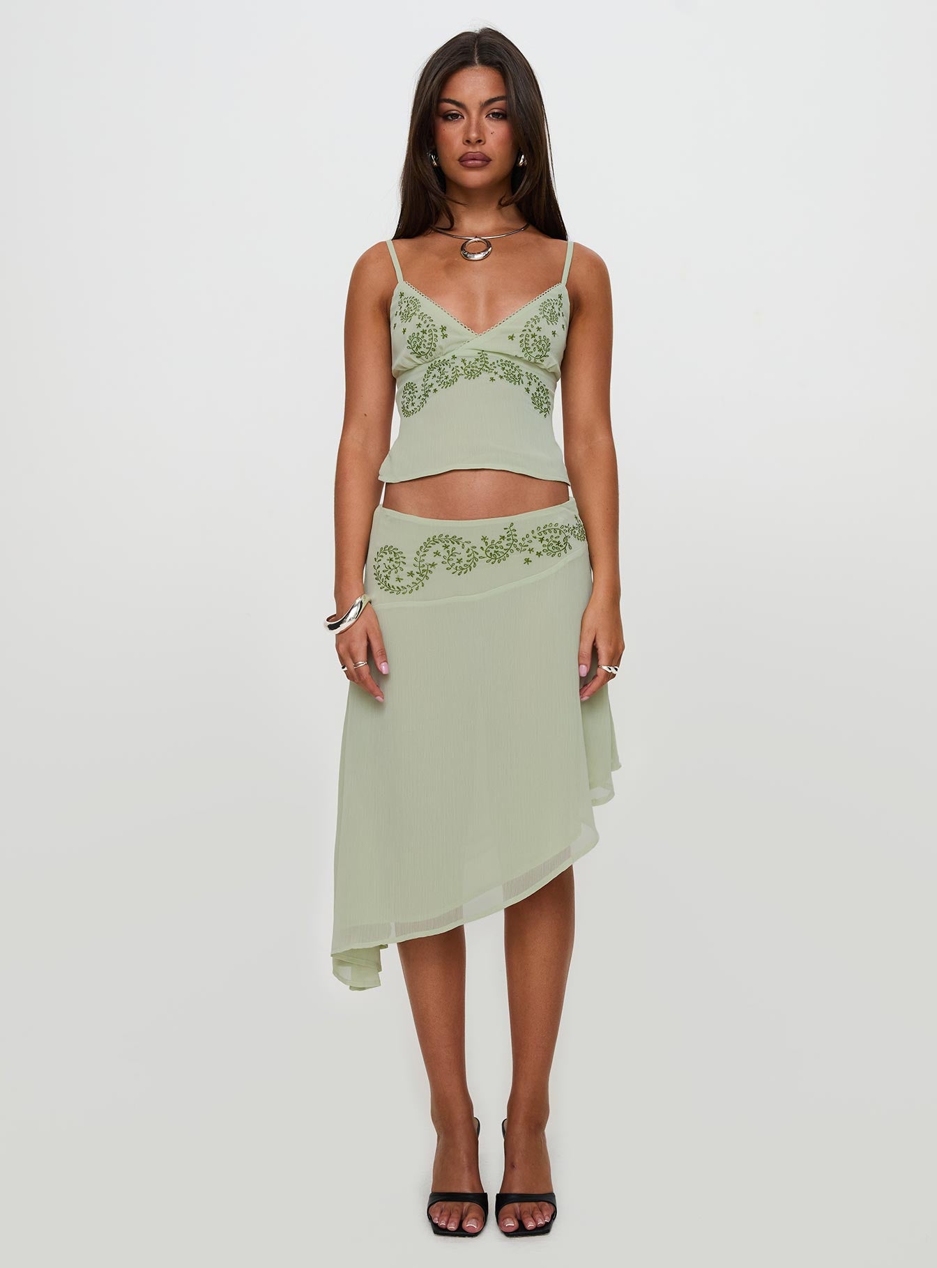 Pappilion Asymmetrical Midi Skirt Sage Petite - Image 10