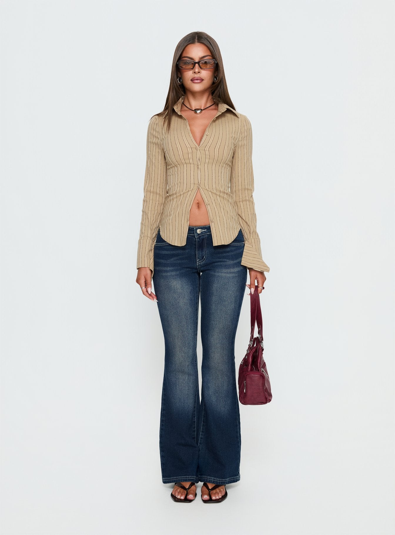 Madlin Long Sleeve Top Brown Stripe - Image 7