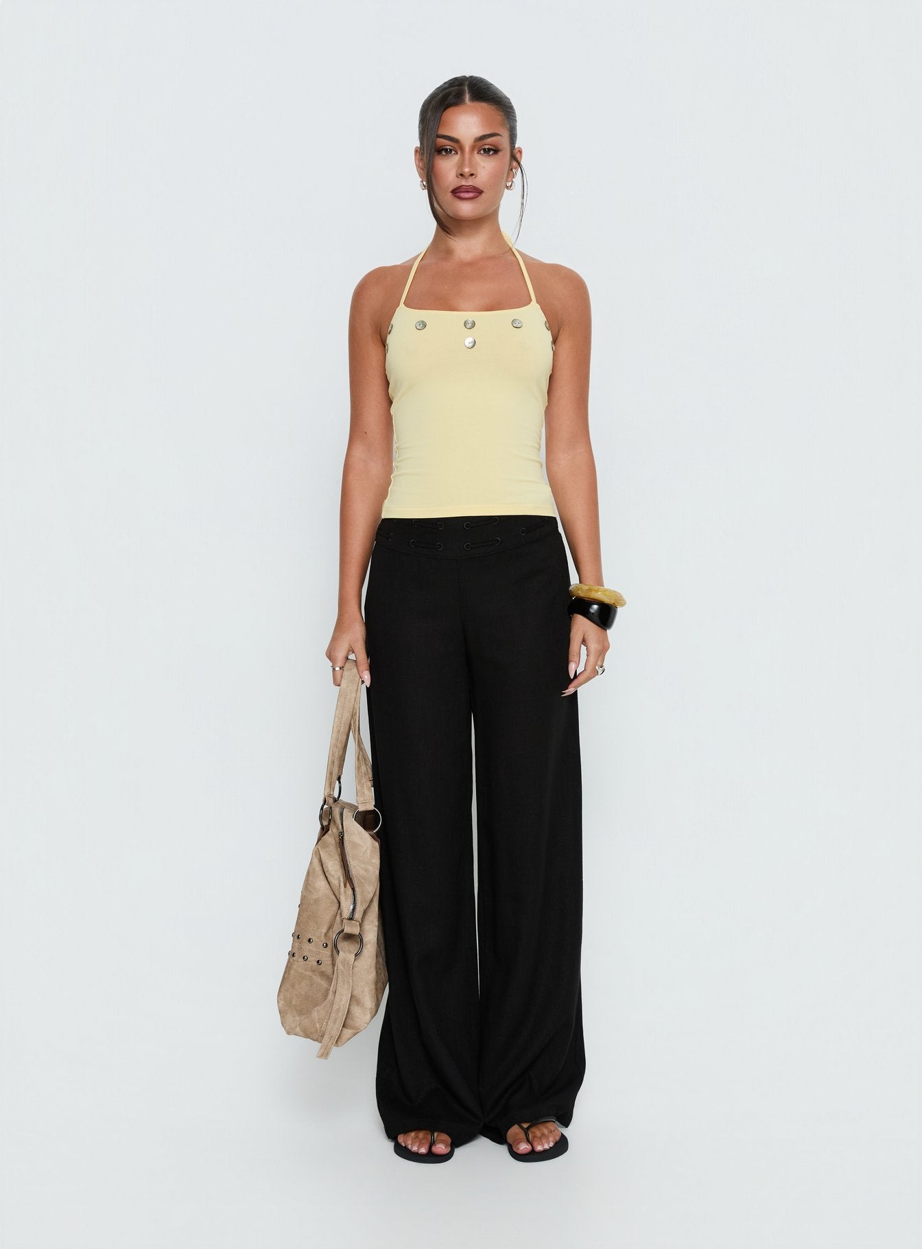 Peroma Linen Straight Leg Pants Black - Image 7